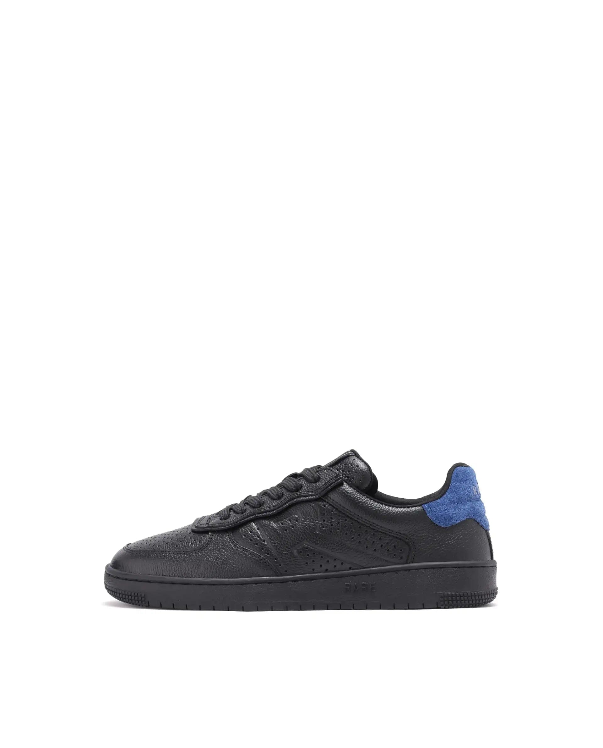 RAREZ Rare Rabbit Men's Orbiton Black Milled Leather Perforated Details Low - Top Lace - Up Monotone Sneaker Shoes