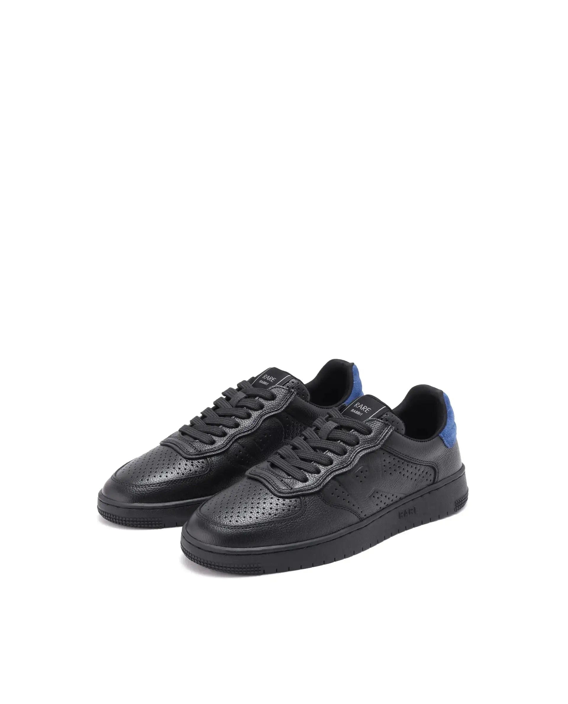 RAREZ Rare Rabbit Men's Orbiton Black Milled Leather Perforated Details Low - Top Lace - Up Monotone Sneaker Shoes