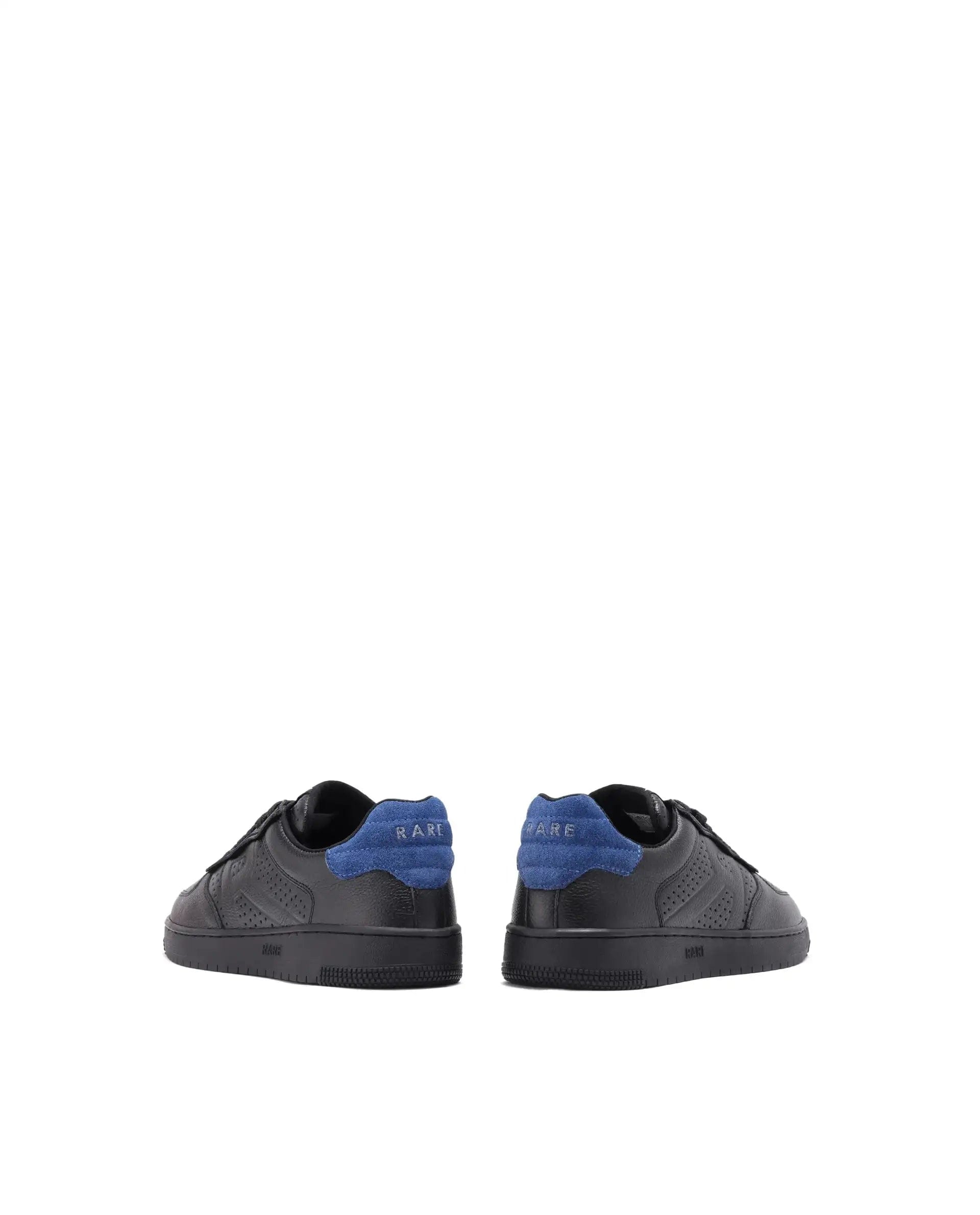 RAREZ Rare Rabbit Men's Orbiton Black Milled Leather Perforated Details Low - Top Lace - Up Monotone Sneaker Shoes