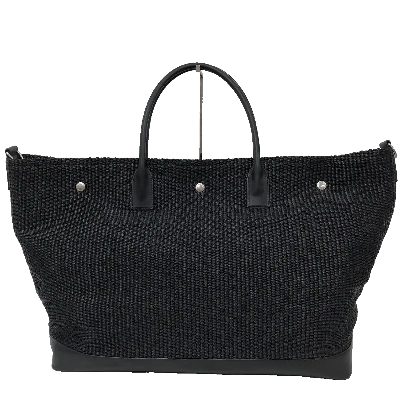 True To Sole Saint Laurent Rive Gauche 718554 Raffia Maxi Cabas Tote 2Way Black