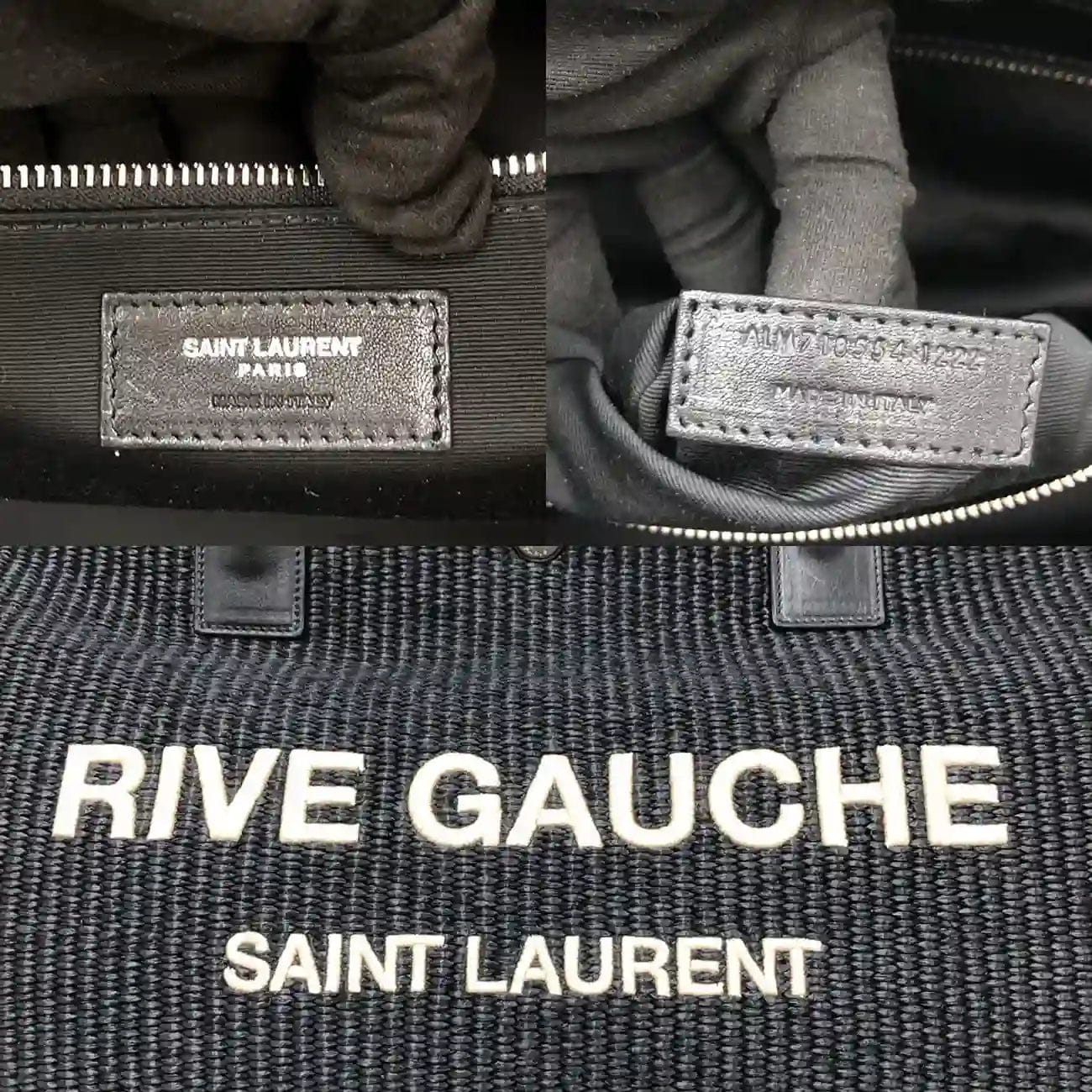 True To Sole Saint Laurent Rive Gauche 718554 Raffia Maxi Cabas Tote 2Way Black
