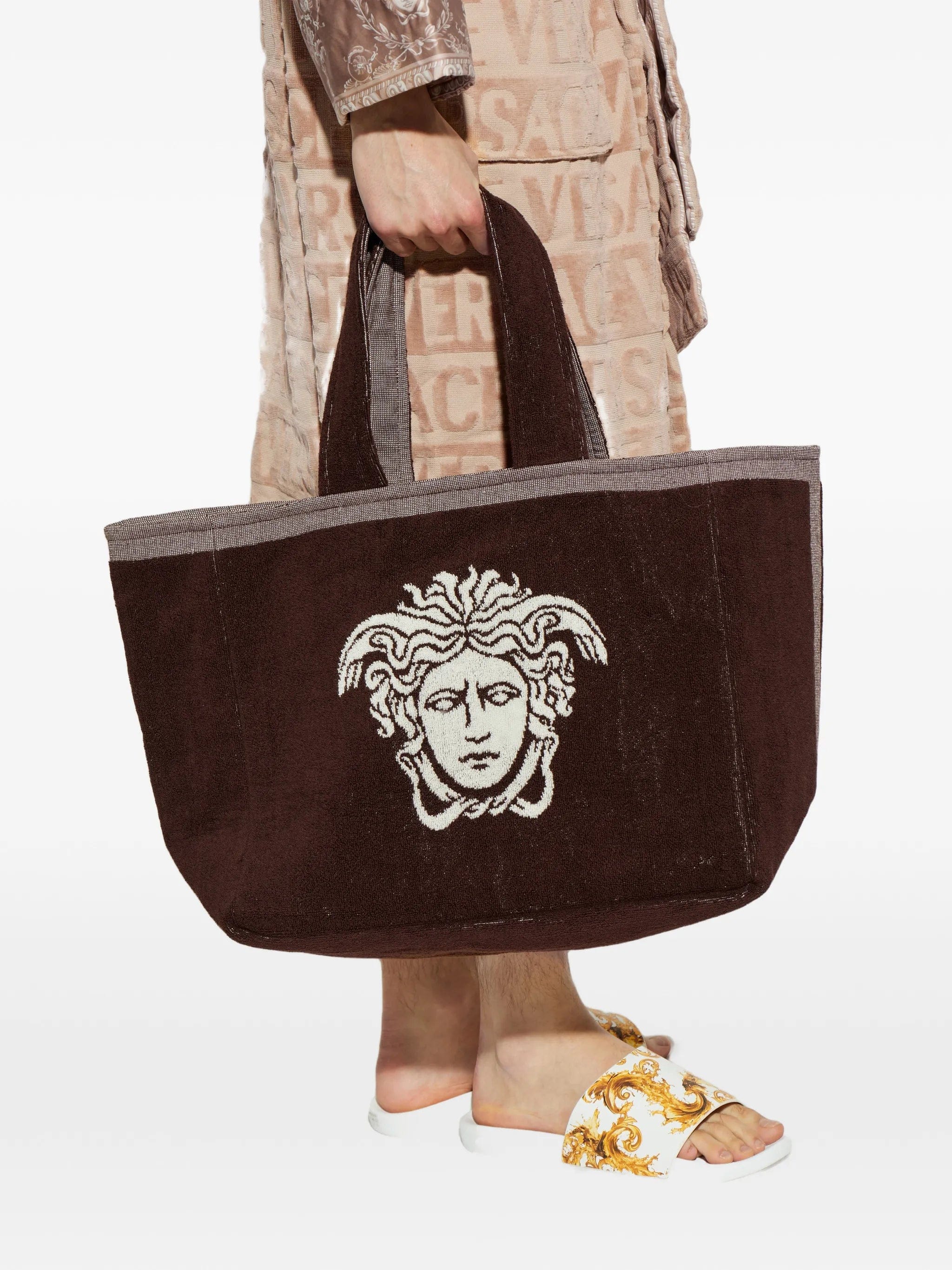 Versace Home medusa embroidery tote bag