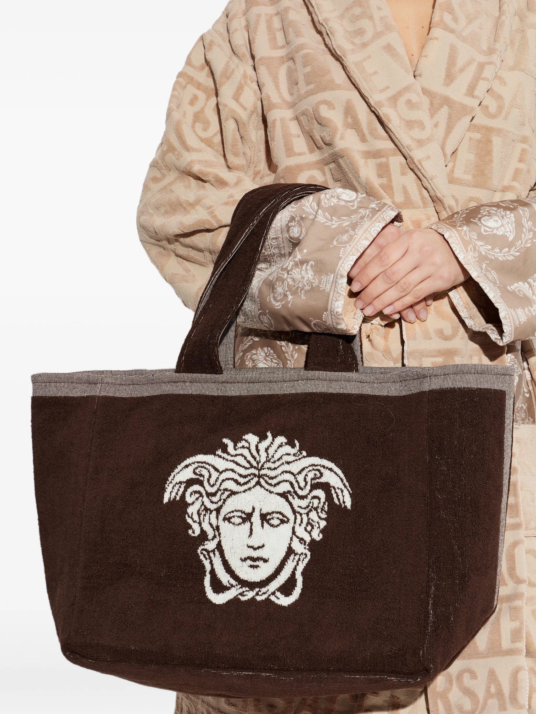 Versace Home medusa embroidery tote bag