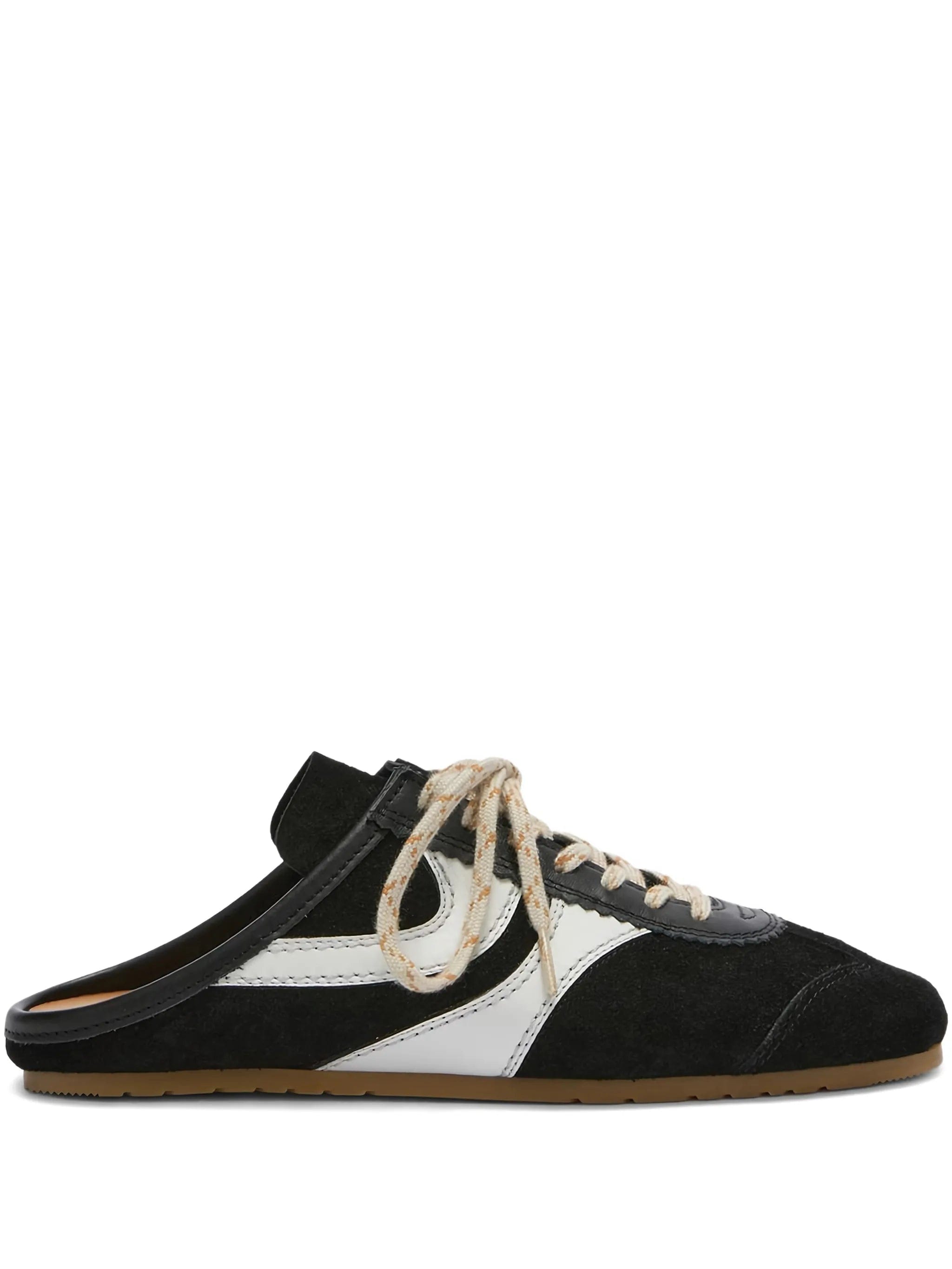Dries Van Noten suede - stripe sneaker mules