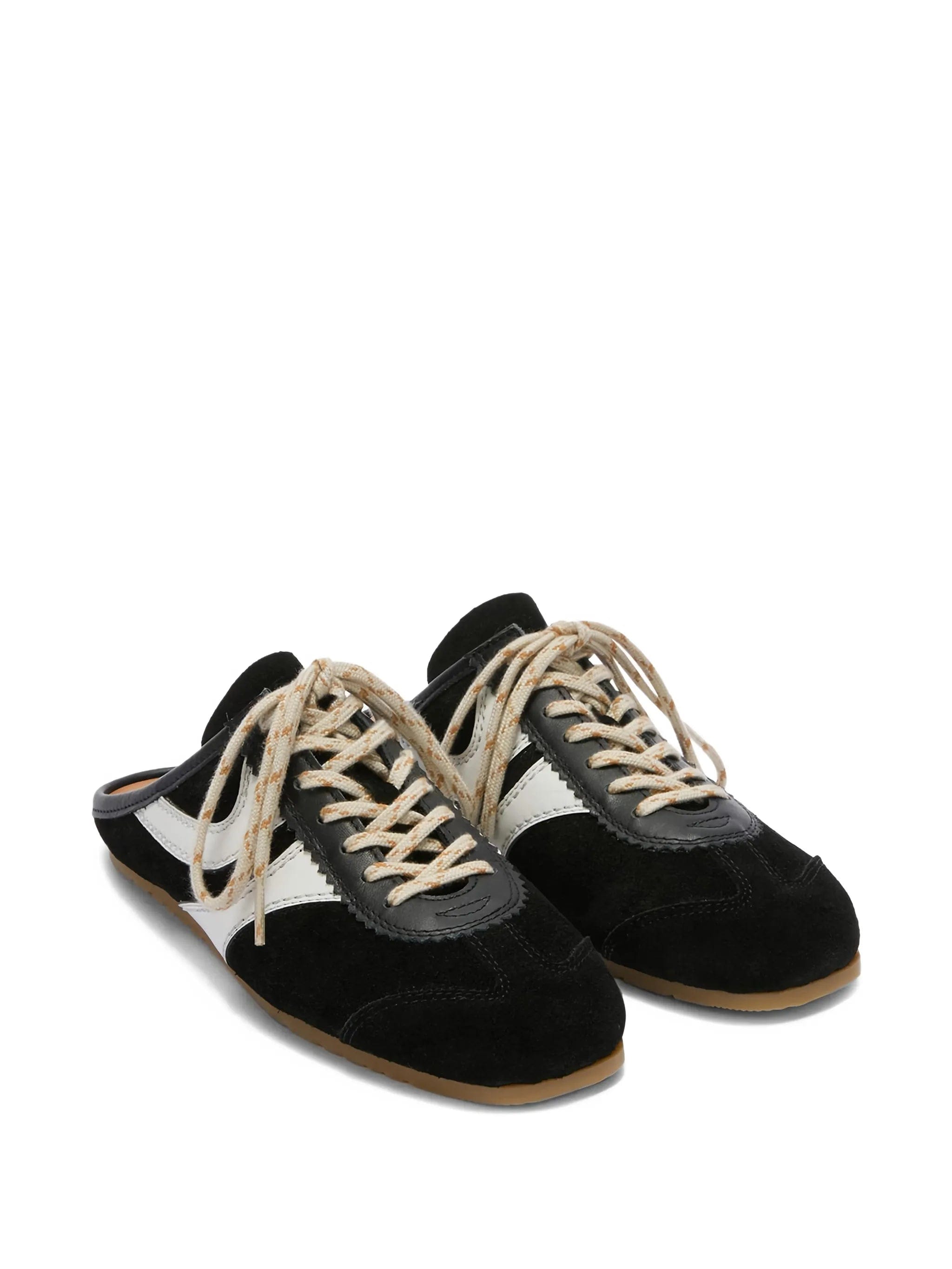 Dries Van Noten suede - stripe sneaker mules
