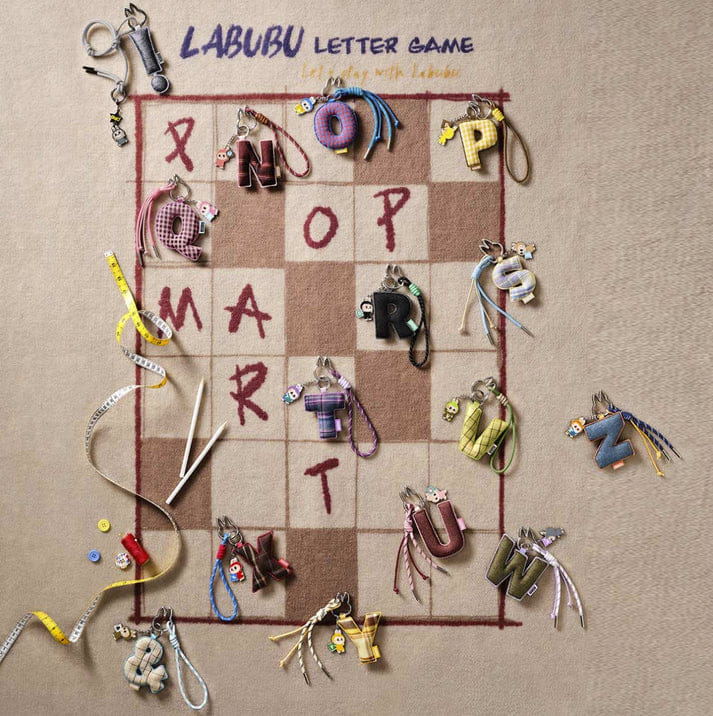 Labubu Pin for Love Mini Labubu Doll+Letter Pendant Combo (N - Z)