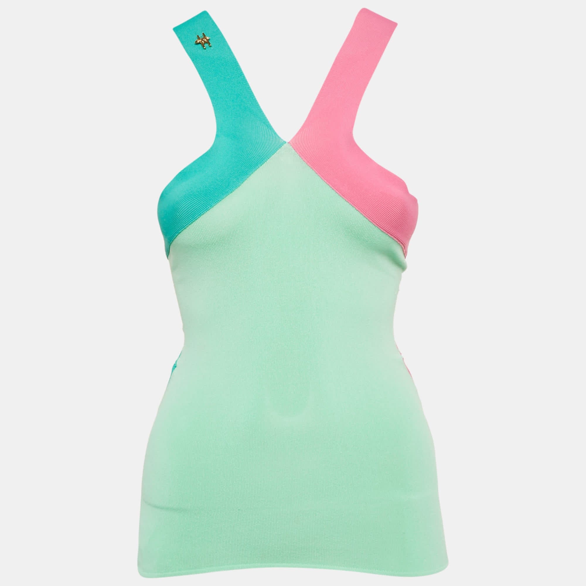 Roberto Cavalli Class By Roberto Cavalli Green Ribbed Tank Top