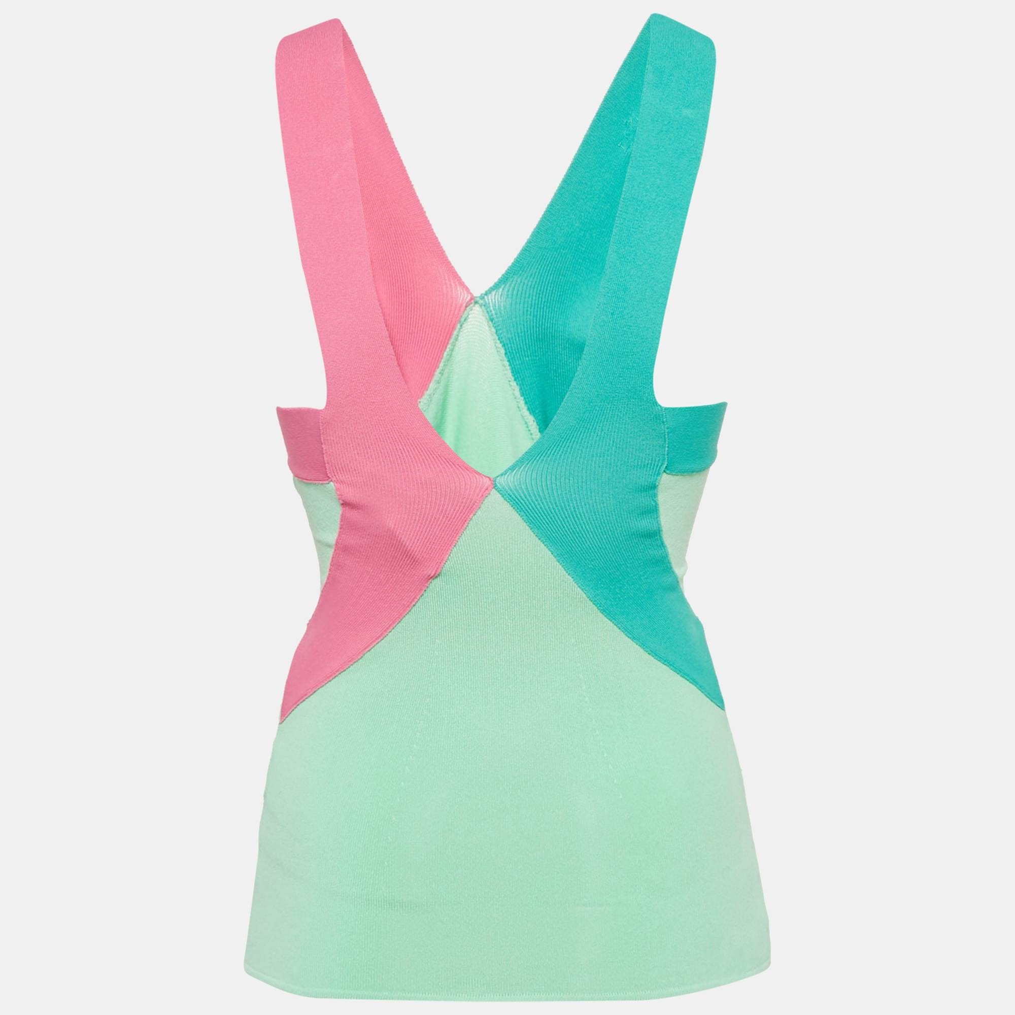 Roberto Cavalli Class By Roberto Cavalli Green Ribbed Tank Top
