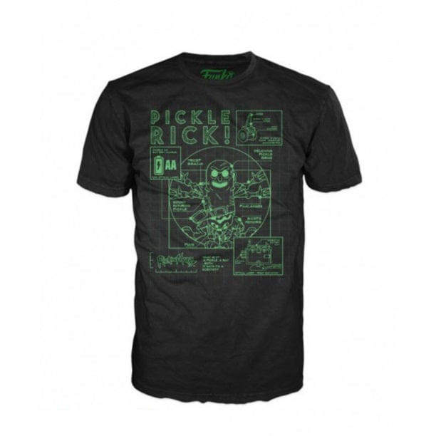 Funko Rick and Morty Pop! Tees Pickle Rick Blueprint - XS