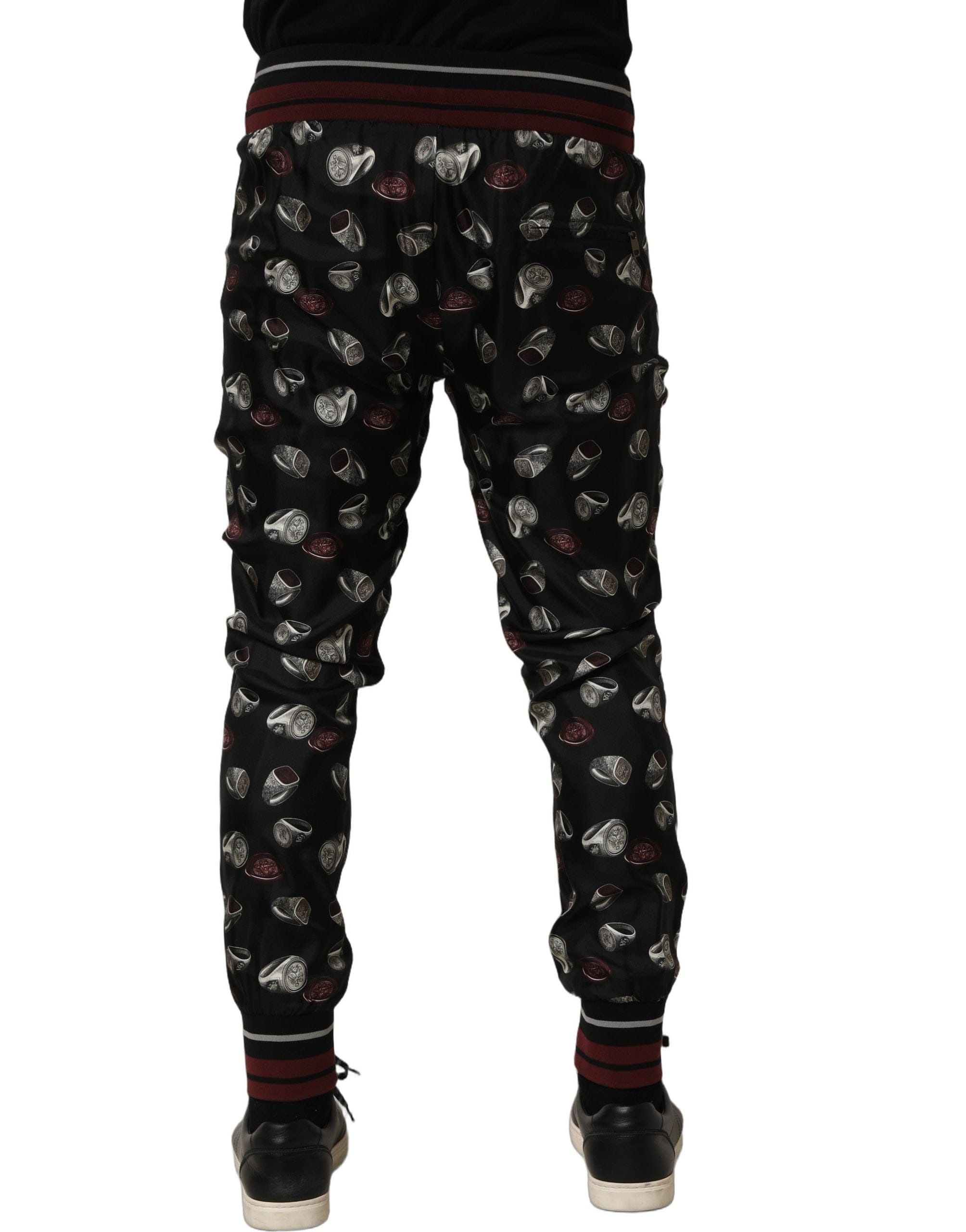 Dolce & Gabbana Pants Ring Print Silk Jogging Men's Trousers