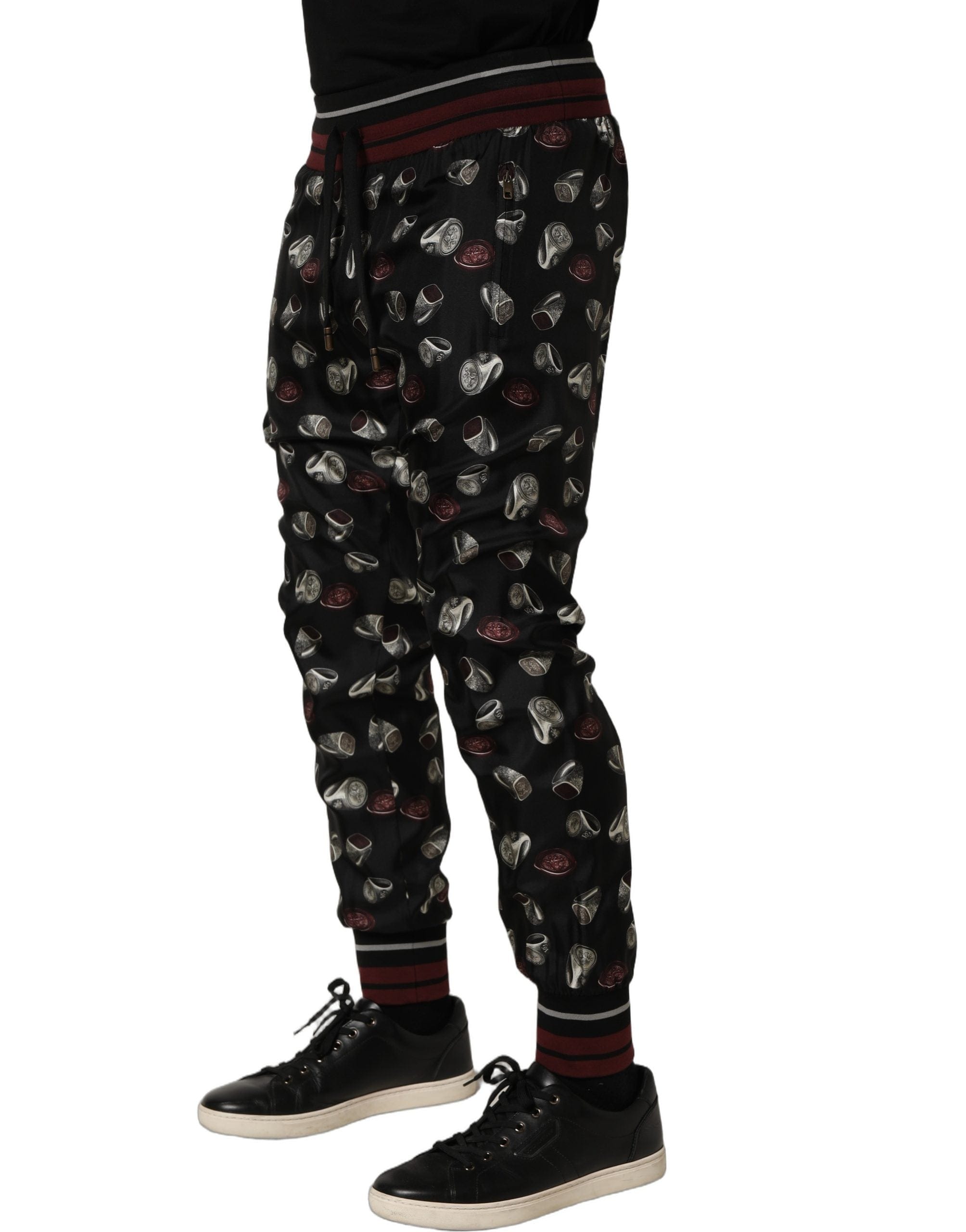 Dolce & Gabbana Pants Ring Print Silk Jogging Men's Trousers