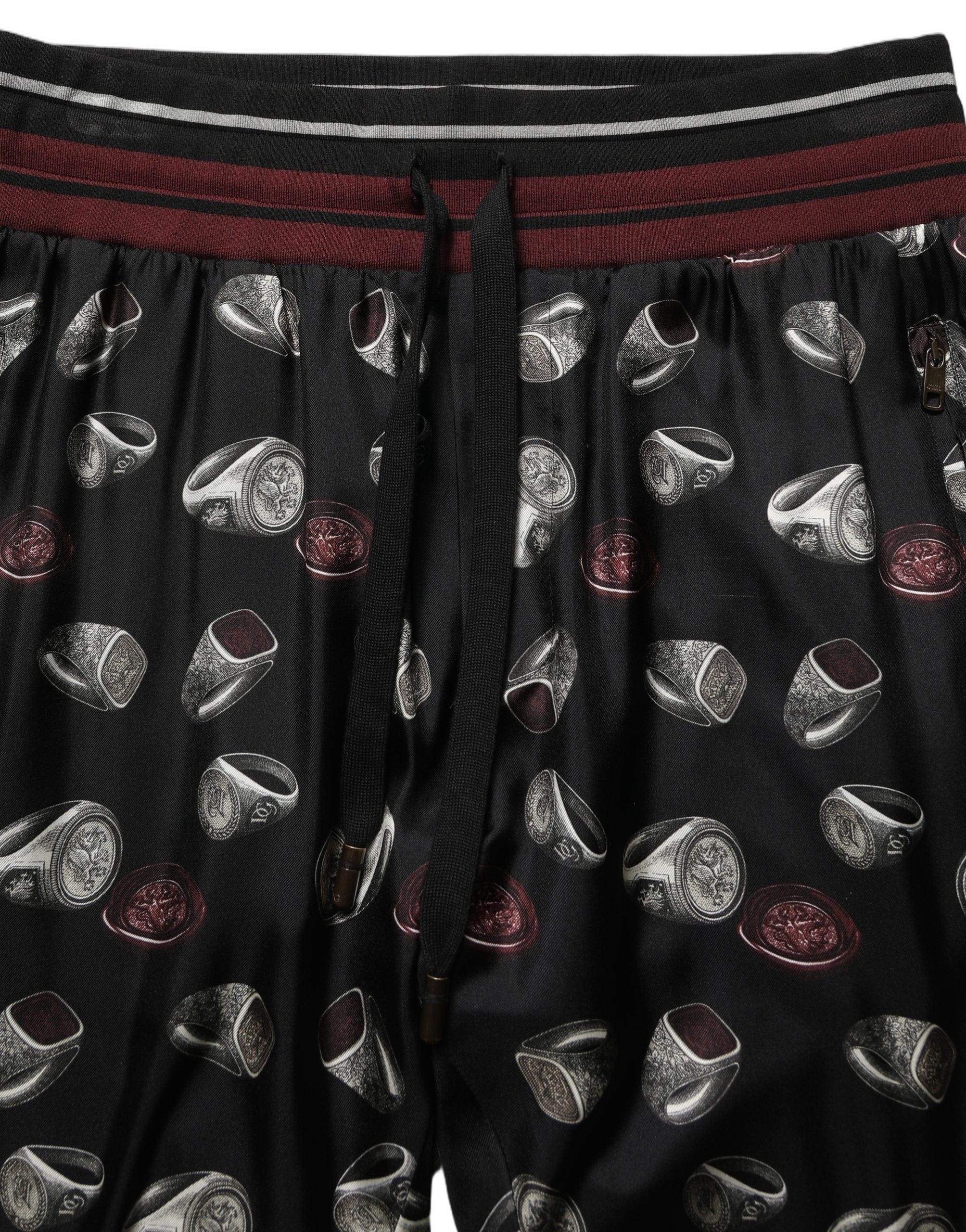 Dolce & Gabbana Pants Ring Print Silk Jogging Men's Trousers