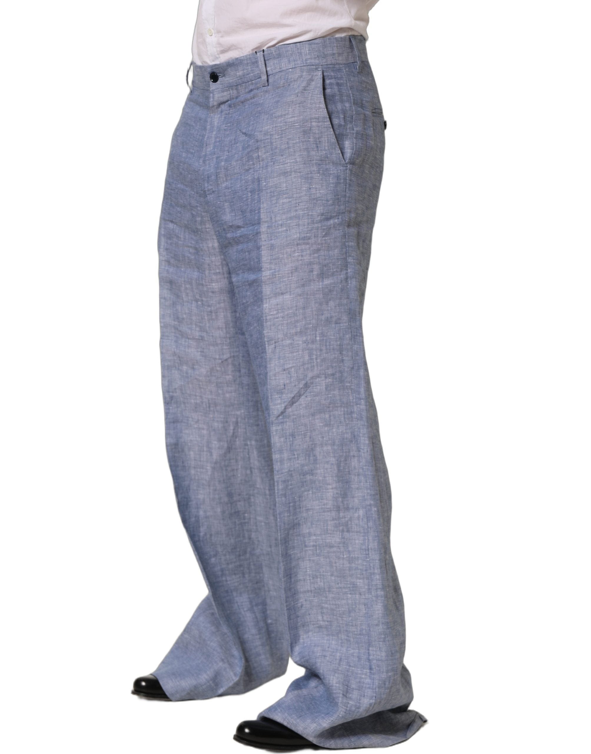 Dolce & Gabbana Linen Straight Dress Trouser Men's Pants