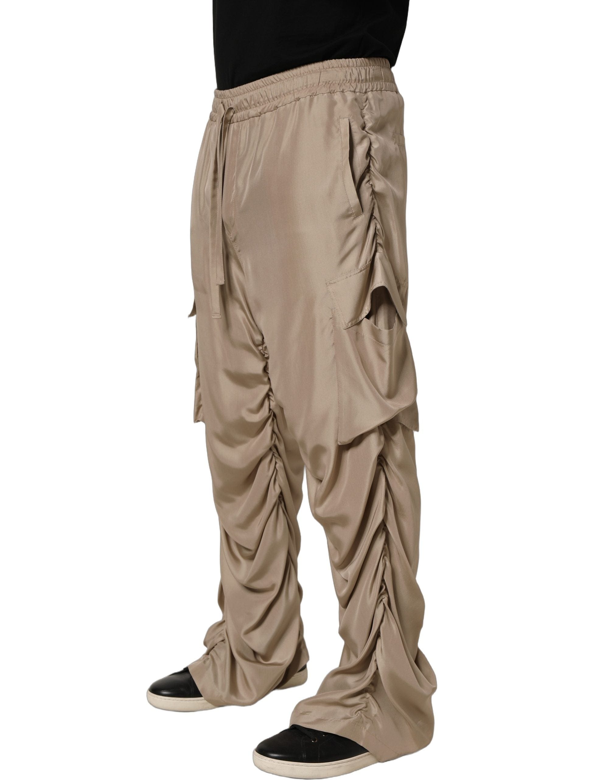 Dolce & Gabbana Ruched Cargo Parachute Men Jogger Men's Pants