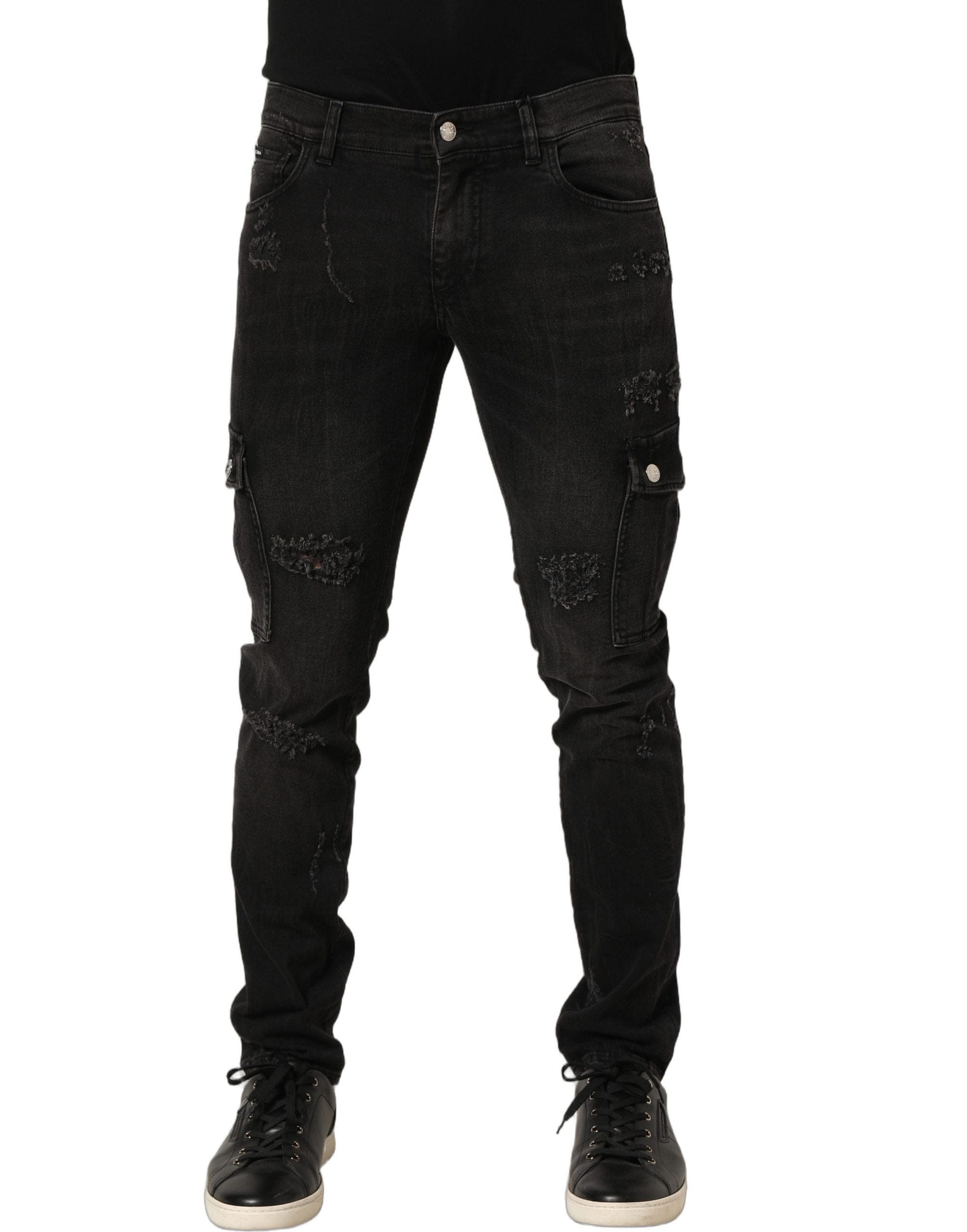 Dolce & Gabbana Distressed Cargo Cotton Men blue Men's Jeans