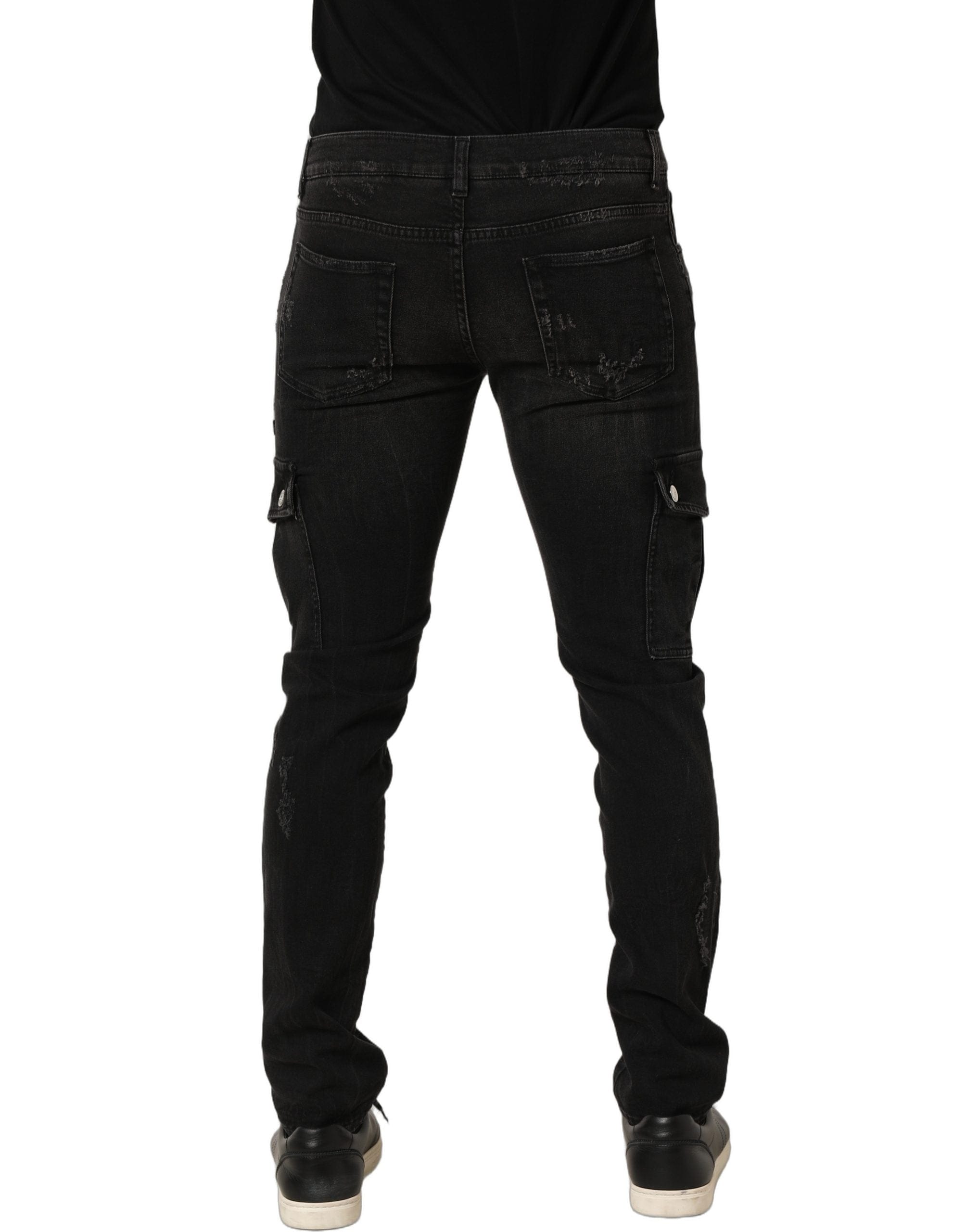 Dolce & Gabbana Distressed Cargo Cotton Men blue Men's Jeans