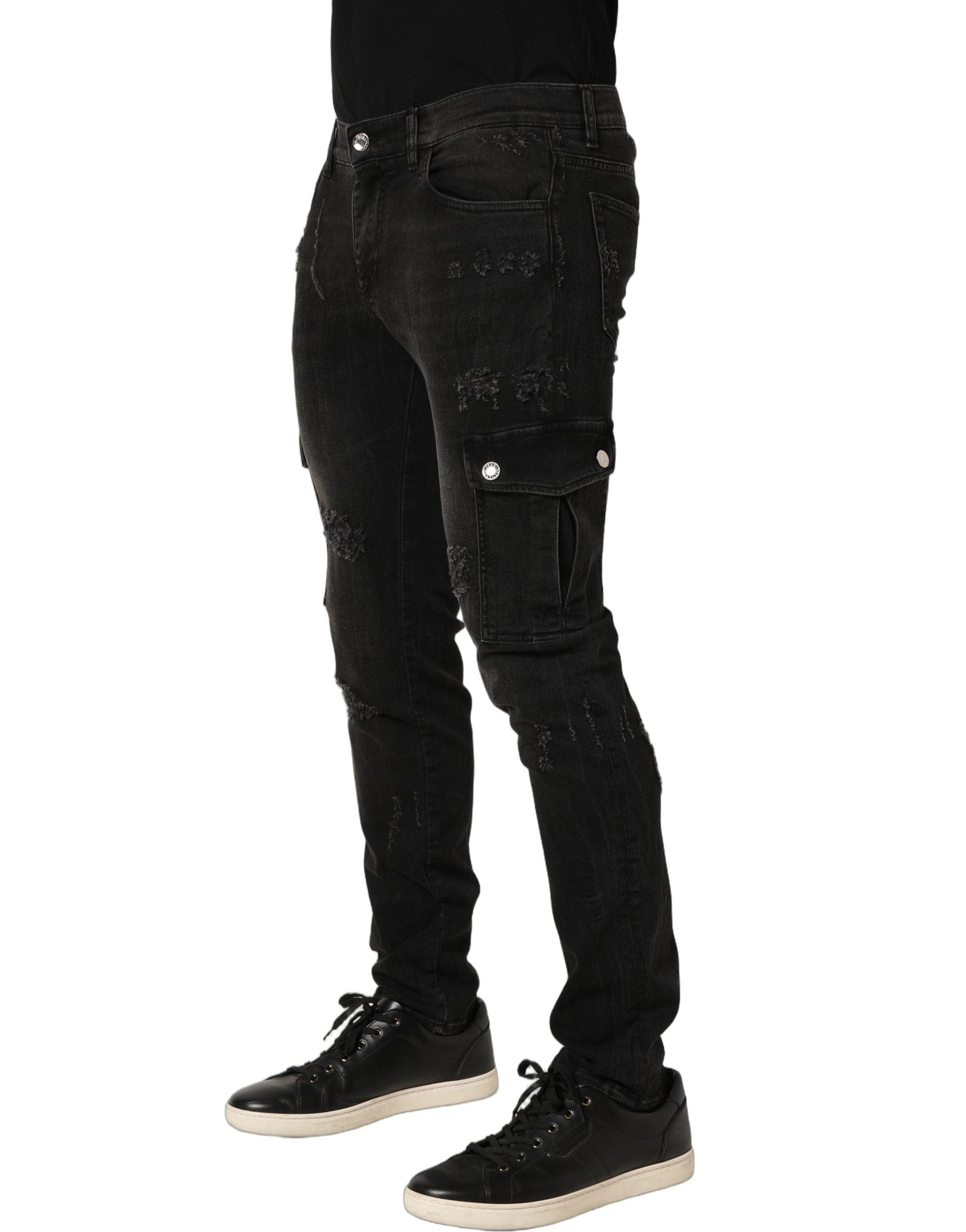 Dolce & Gabbana Distressed Cargo Cotton Men blue Men's Jeans