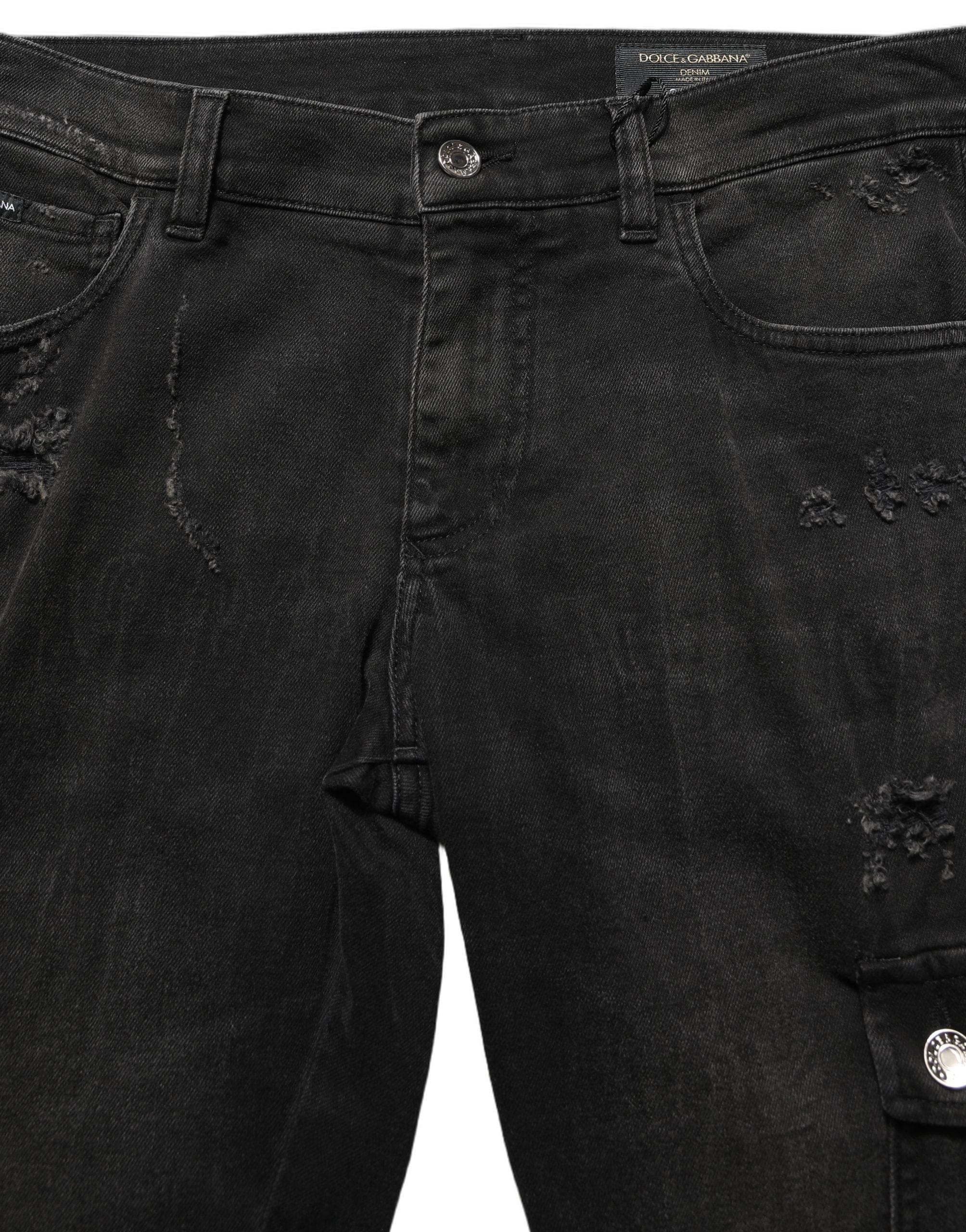 Dolce & Gabbana Distressed Cargo Cotton Men blue Men's Jeans