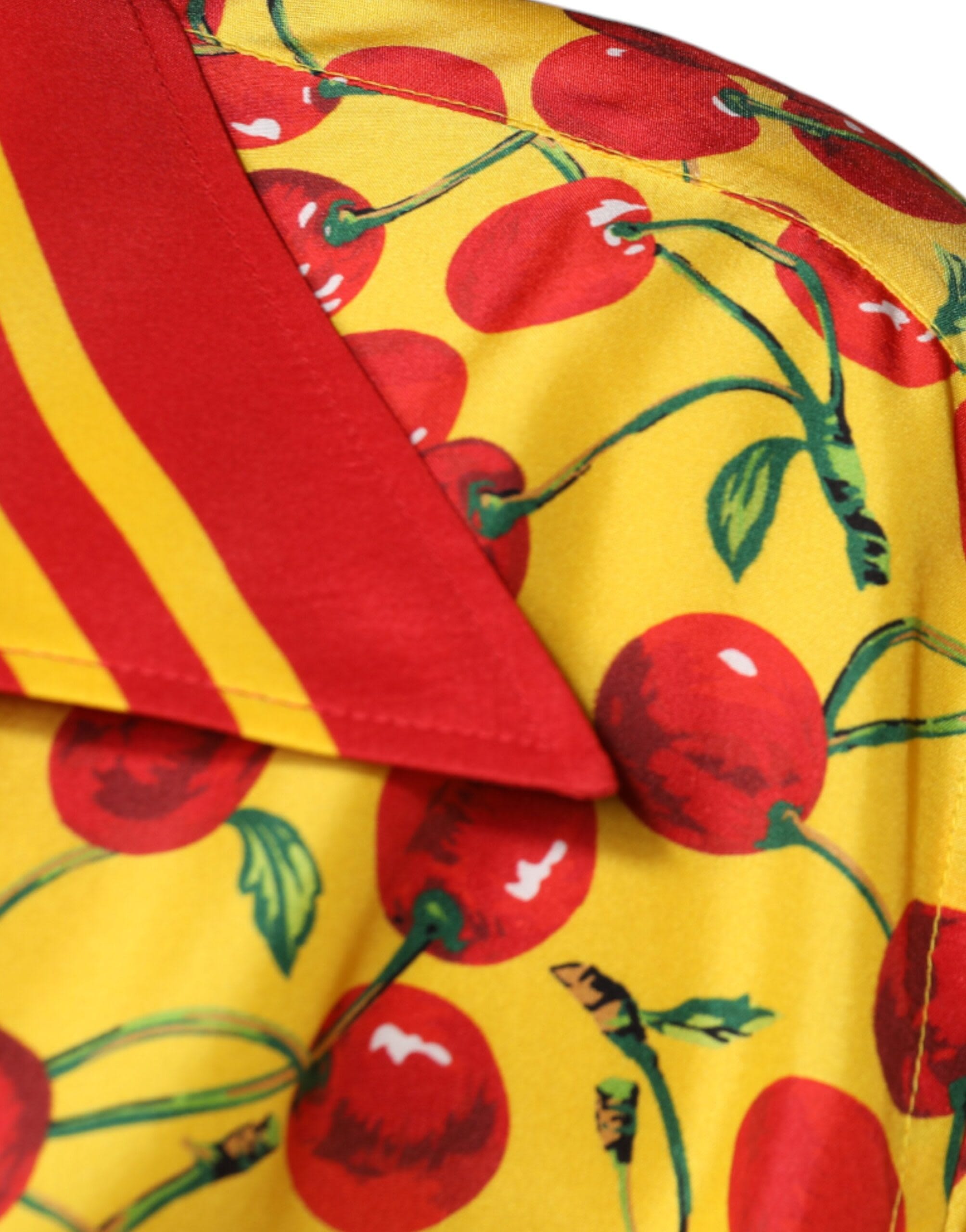 Dolce & Gabbana Cherry Button Down Silk Casual Men's Shirt