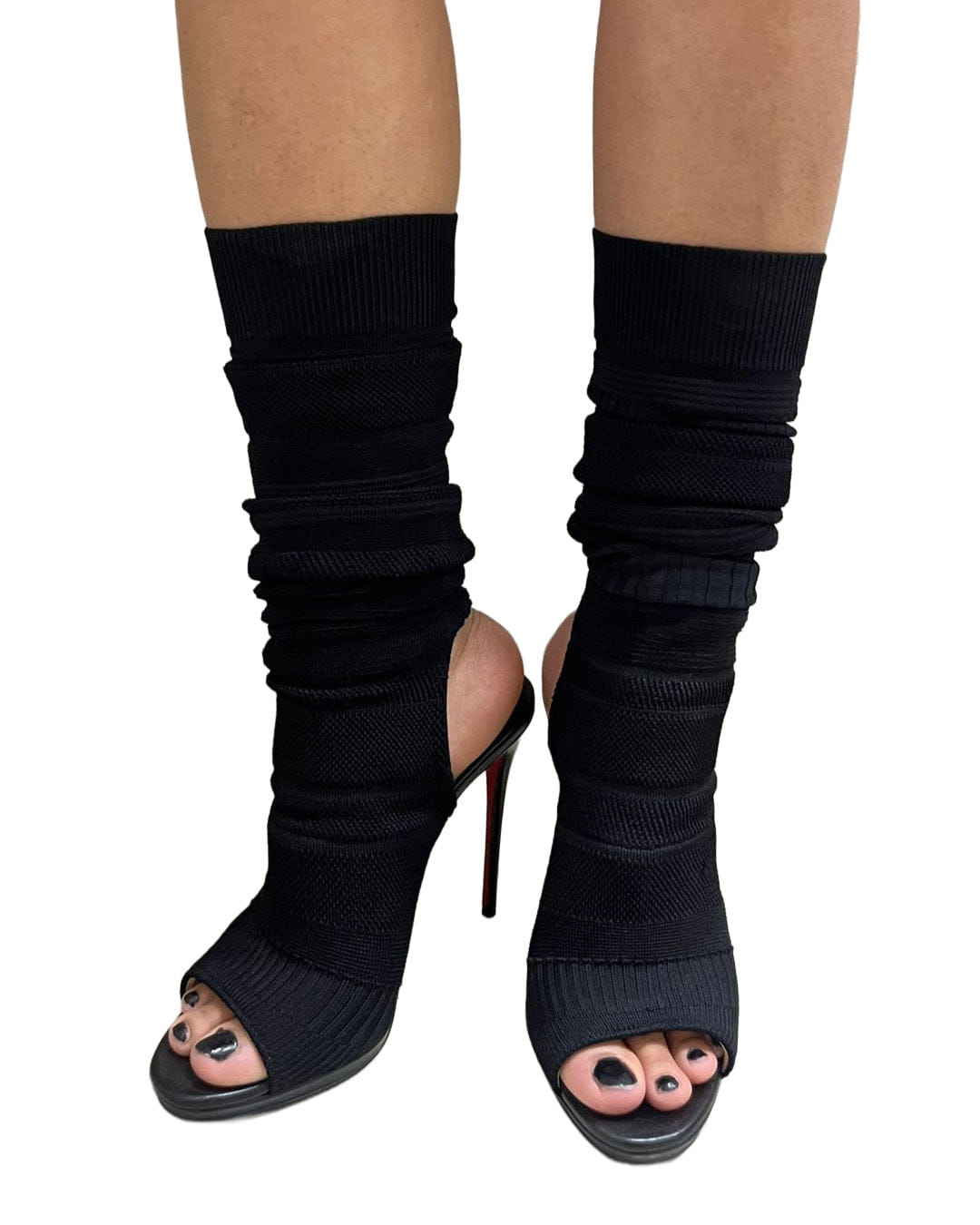 CHRISTIAN LOUBOUTIN EU - 39 CHEMINEN CUTOUT STRETCH KNIT SOCK BOOTS