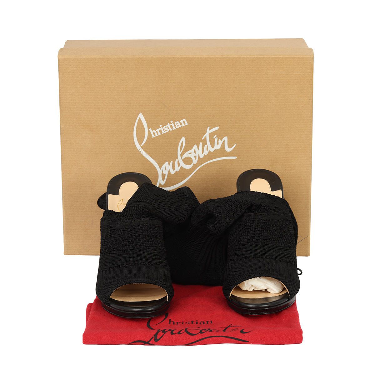 CHRISTIAN LOUBOUTIN EU - 39 CHEMINEN CUTOUT STRETCH KNIT SOCK BOOTS