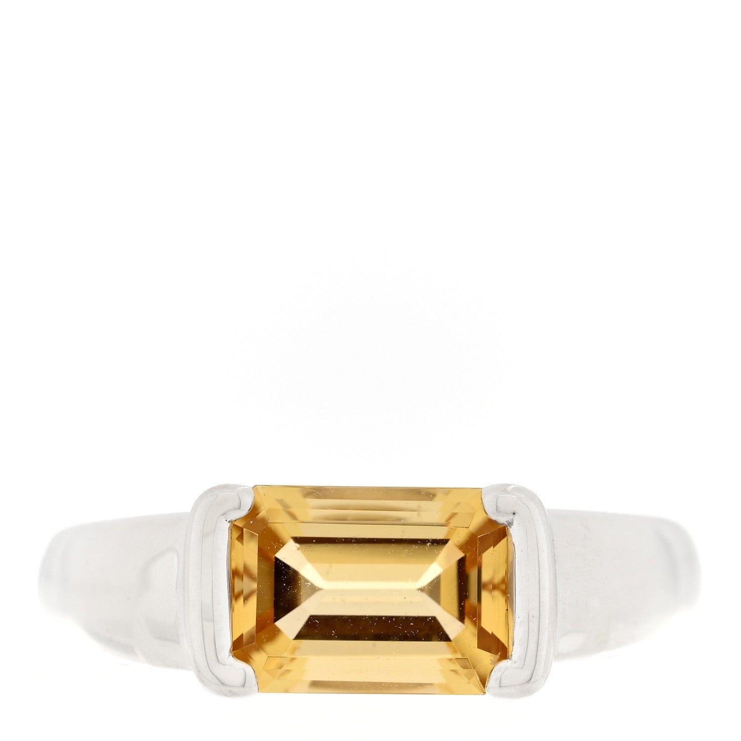 Tiffany Sterling Silver Citrine Emerald Cut Band Ring 52 6