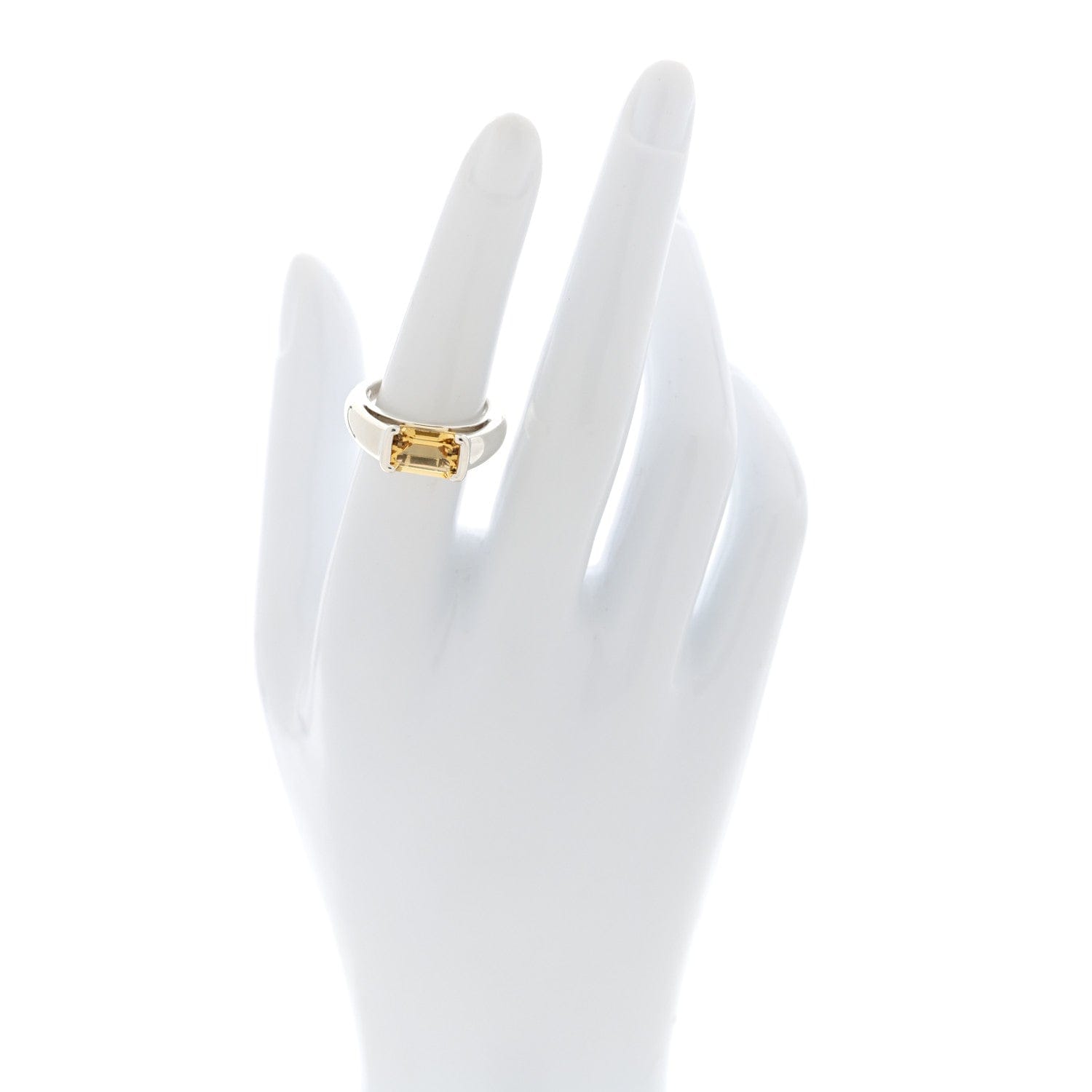 Tiffany Sterling Silver Citrine Emerald Cut Band Ring 52 6
