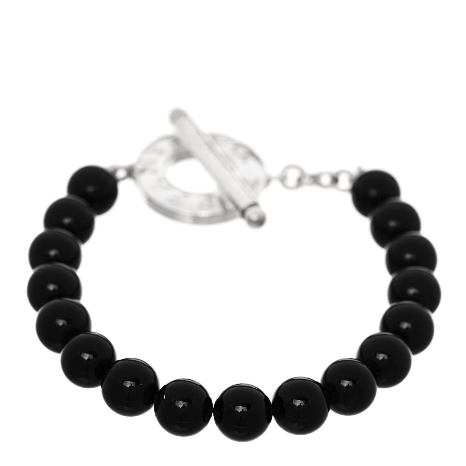 Tiffany Sterling Silver Black Onyx Bead Toggle Bracelet