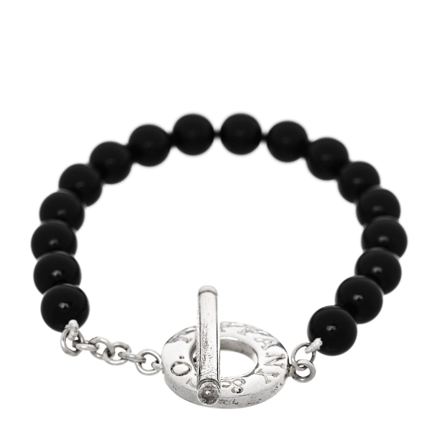 Tiffany Sterling Silver Black Onyx Bead Toggle Bracelet