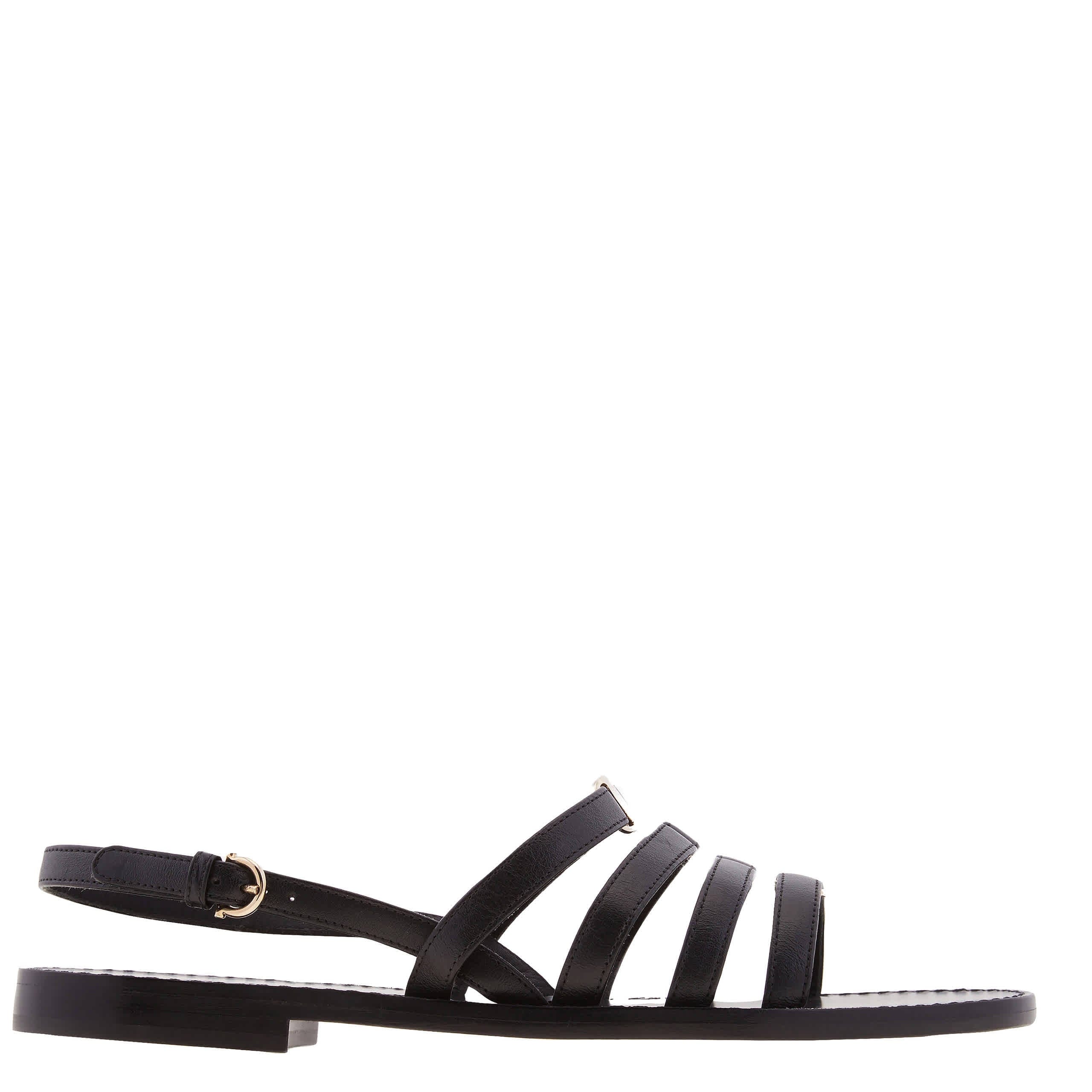 Ferragamo Galilee Leather Flats Sandals, Size 7 C