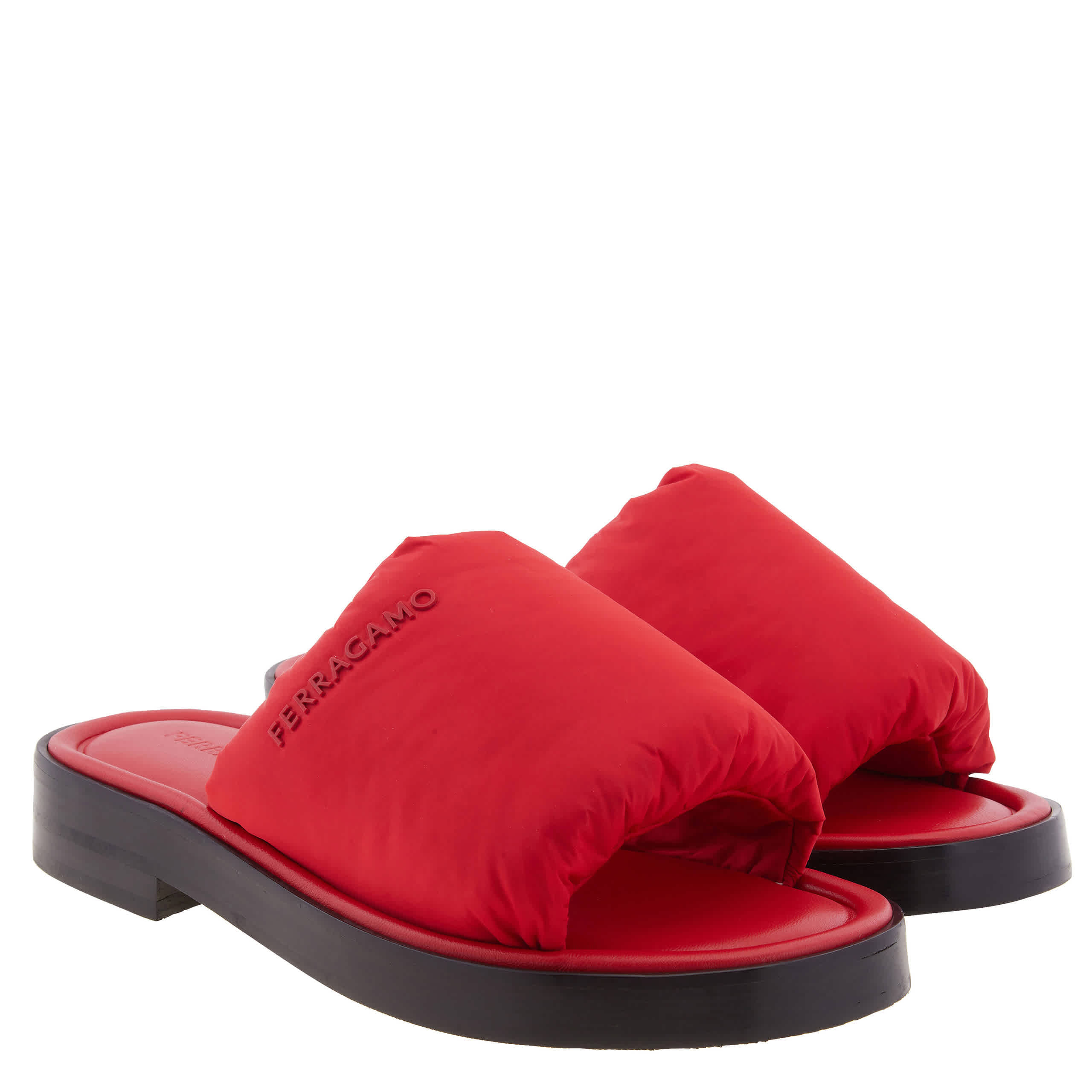 Ferragamo Delfino Padded Slide Sandals, Size 9