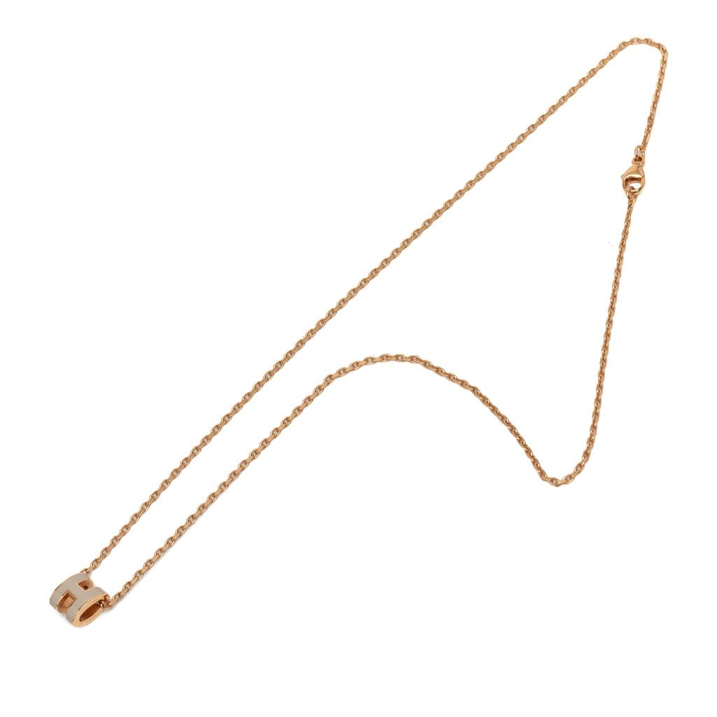Hermès Rose Gold Enamel Mini Pop H Pendant Necklace