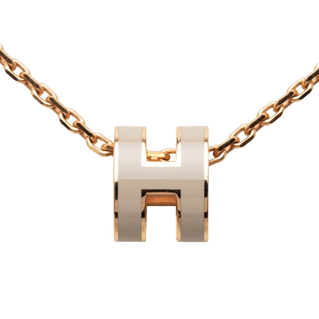 Hermès Rose Gold Enamel Mini Pop H Pendant Necklace