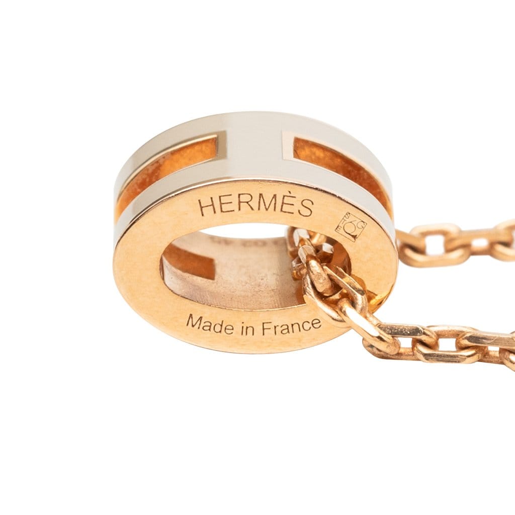 Hermès Rose Gold Enamel Mini Pop H Pendant Necklace
