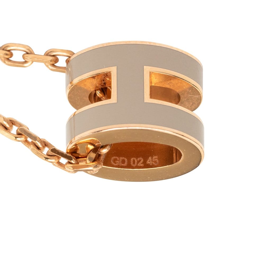 Hermès Rose Gold Enamel Mini Pop H Pendant Necklace