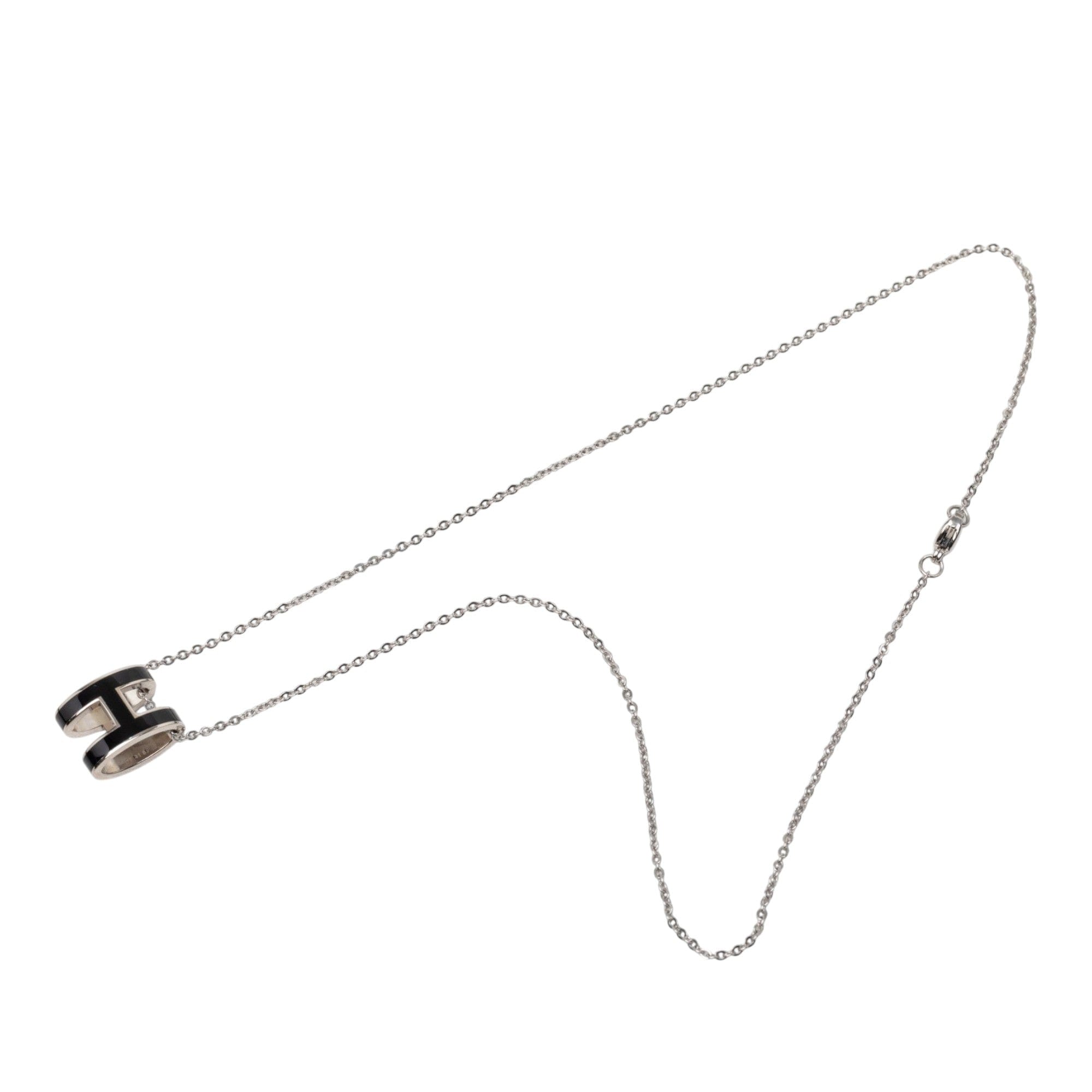 Hermès Palladium Plated Enamel Pop H Pendant Necklace