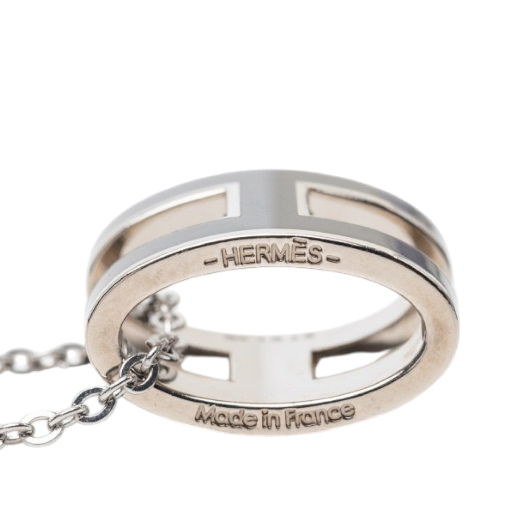 Hermès Palladium Plated Enamel Pop H Pendant Necklace