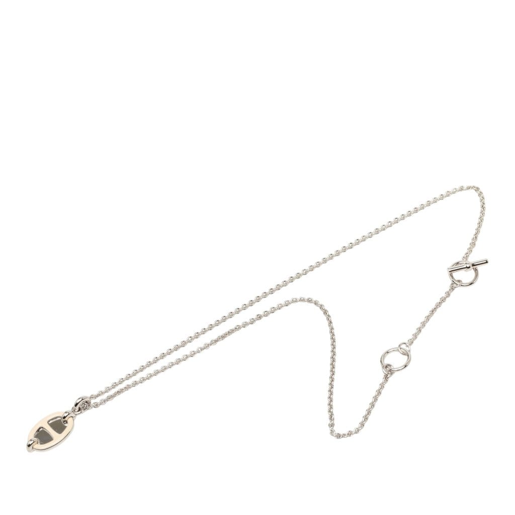 Hermès Palladium Plated Mini Maillon Pendant Necklace