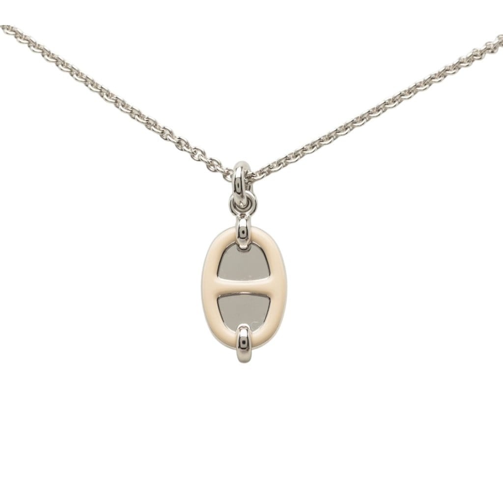 Hermès Palladium Plated Mini Maillon Pendant Necklace