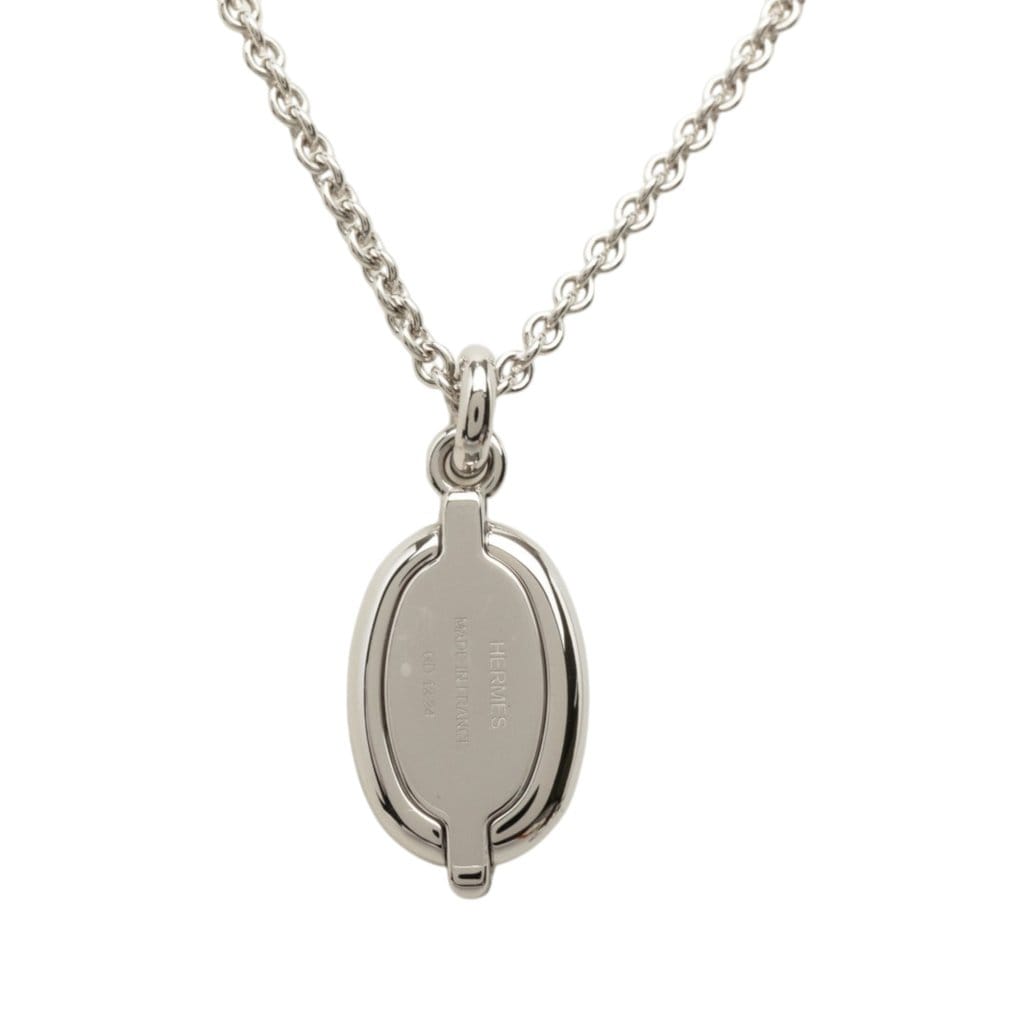Hermès Palladium Plated Mini Maillon Pendant Necklace