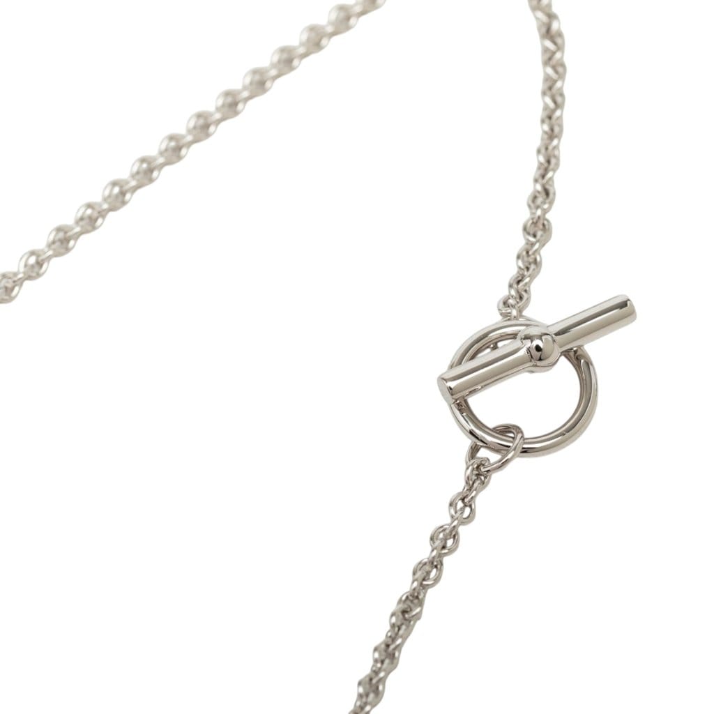 Hermès Palladium Plated Mini Maillon Pendant Necklace
