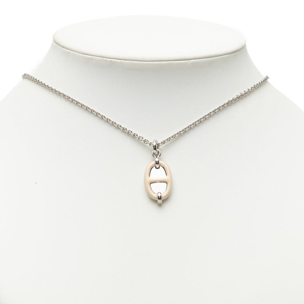 Hermès Palladium Plated Mini Maillon Pendant Necklace
