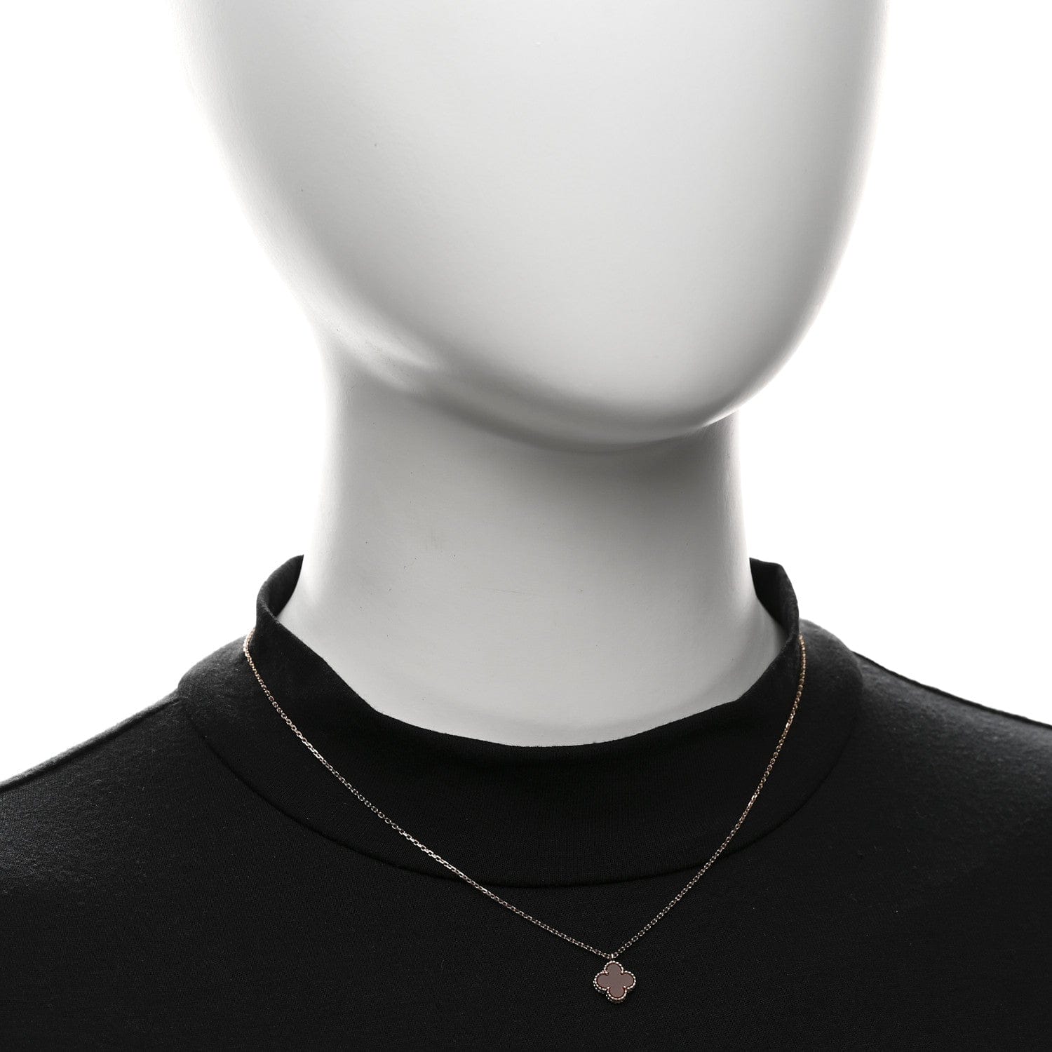 Van Cleef & Arpels 18K Rose Gold Carnelian Sweet Alhambra Pendant Necklace