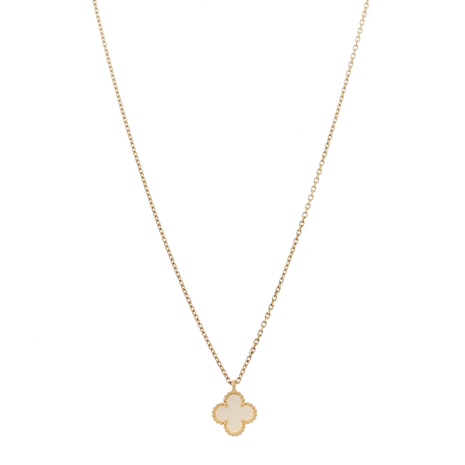 Van Cleef & Arpels 18K Yellow Gold Mother of Pearl Sweet Alhambra Pendant Necklace