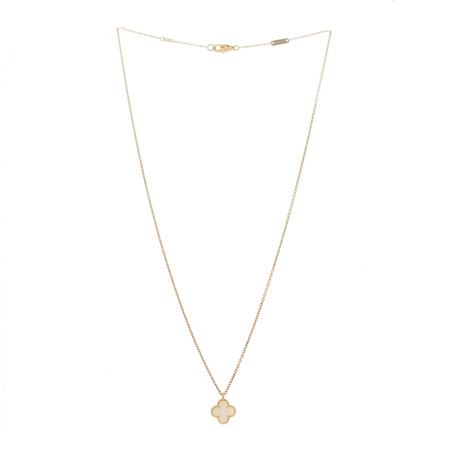 Van Cleef & Arpels 18K Yellow Gold Mother of Pearl Sweet Alhambra Pendant Necklace