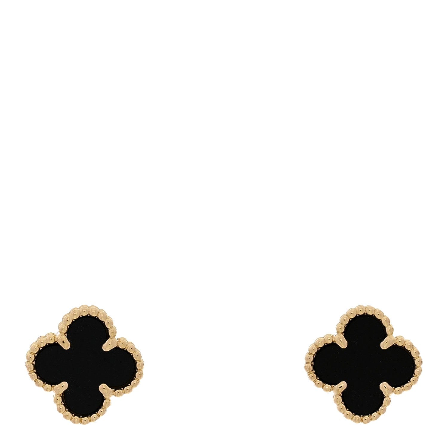 Van Cleef & Arpels 18K Yellow Gold Black Onyx Sweet Alhambra Earrings