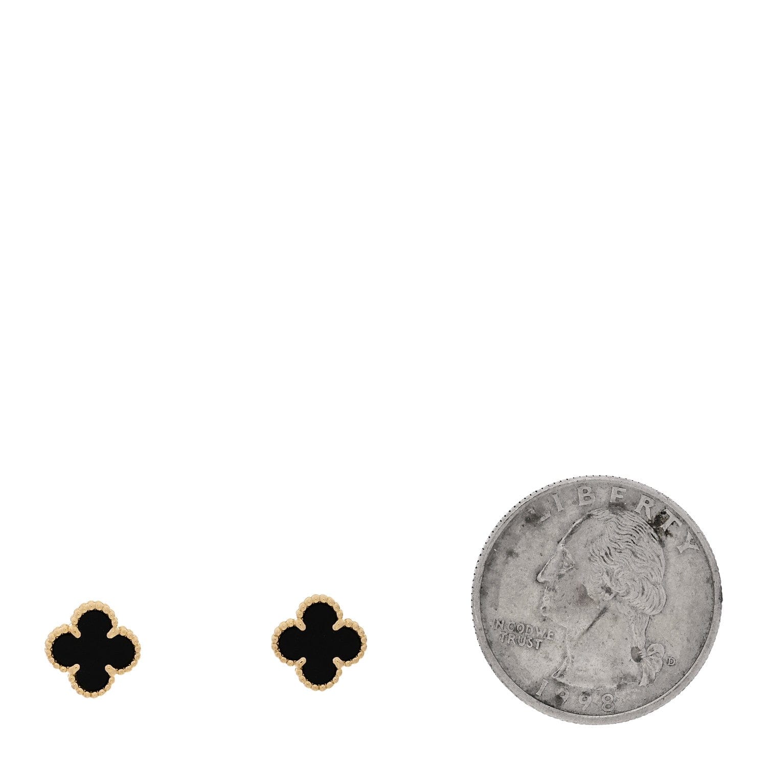 Van Cleef & Arpels 18K Yellow Gold Black Onyx Sweet Alhambra Earrings