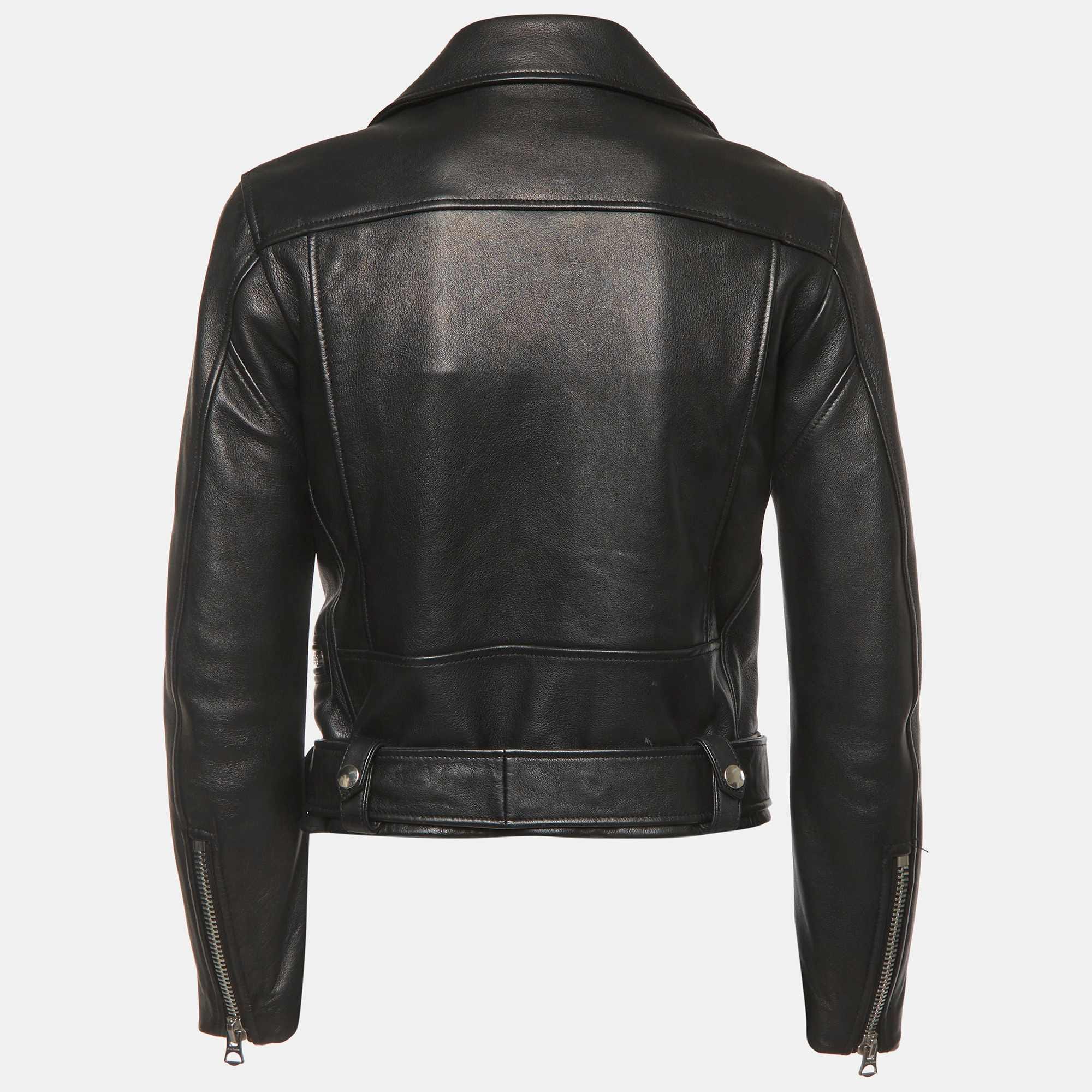 Acne Studios Black Leather Mock Biker Jacket