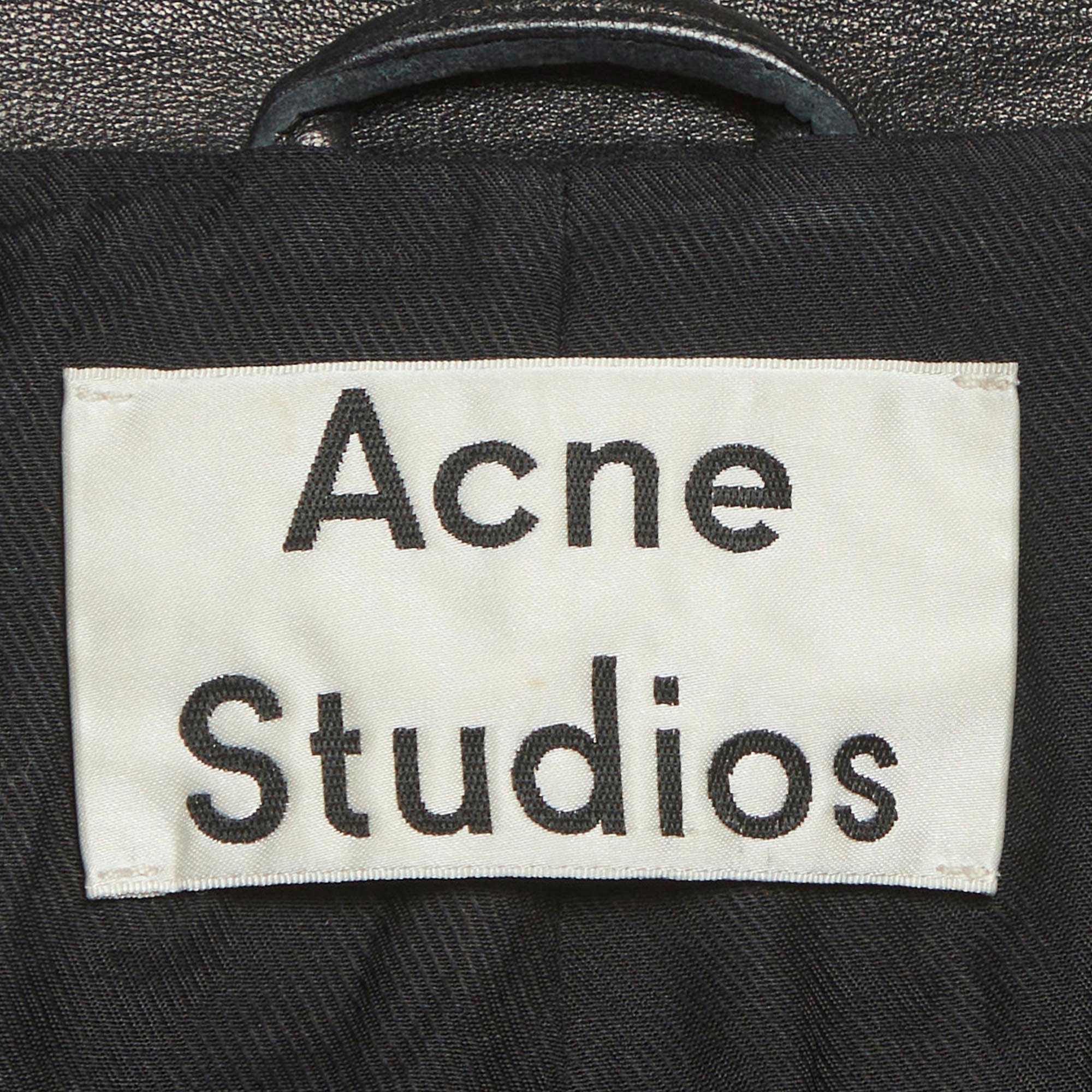 Acne Studios Black Leather Mock Biker Jacket