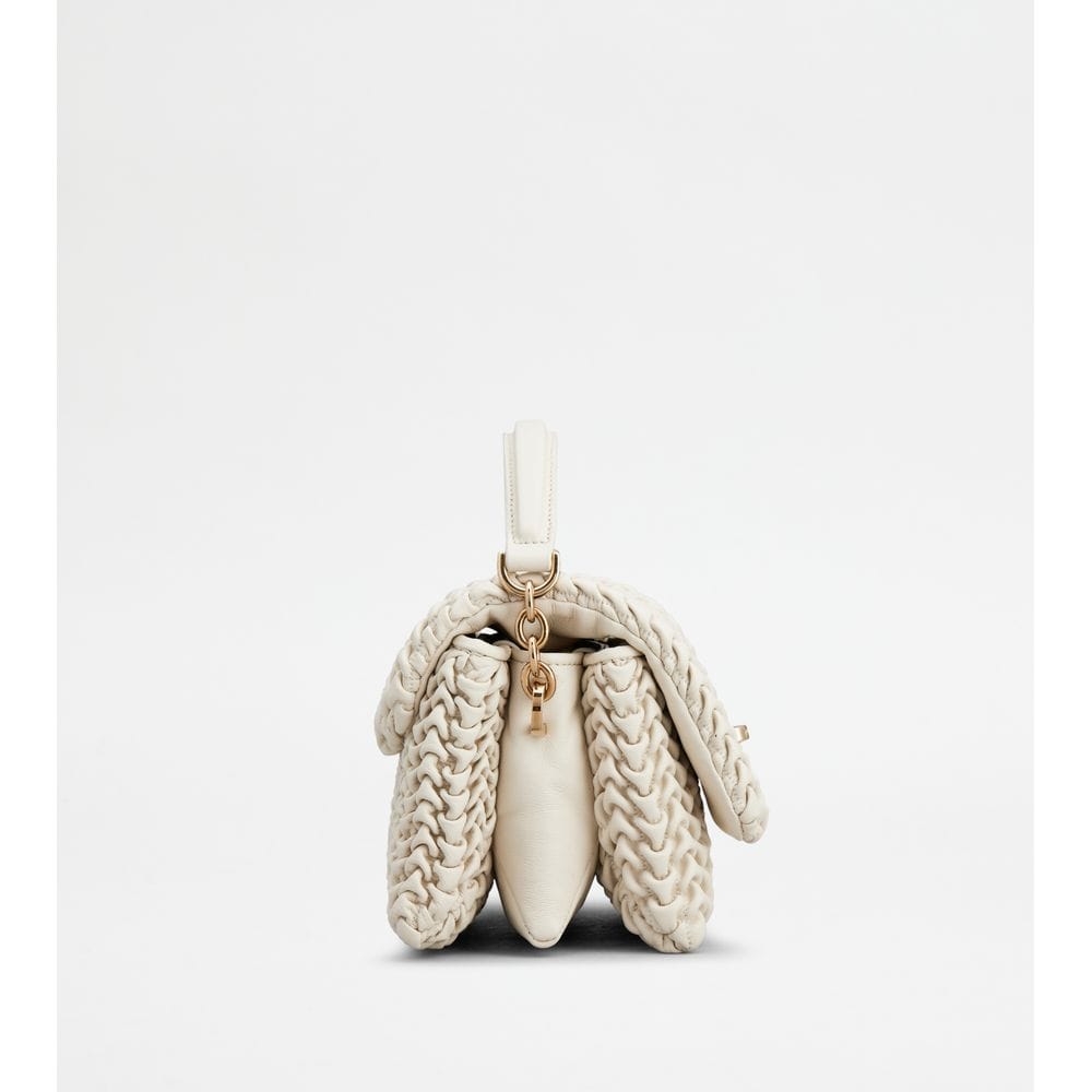 Tod's Tods T Timeless Flap Bag In Leather Micro Off White